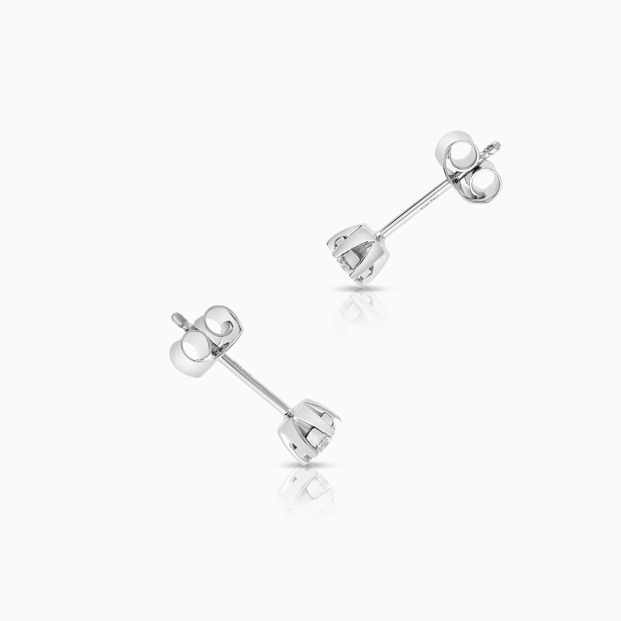 Solitaire earrings 0.15ct 18K white gold - Image 2