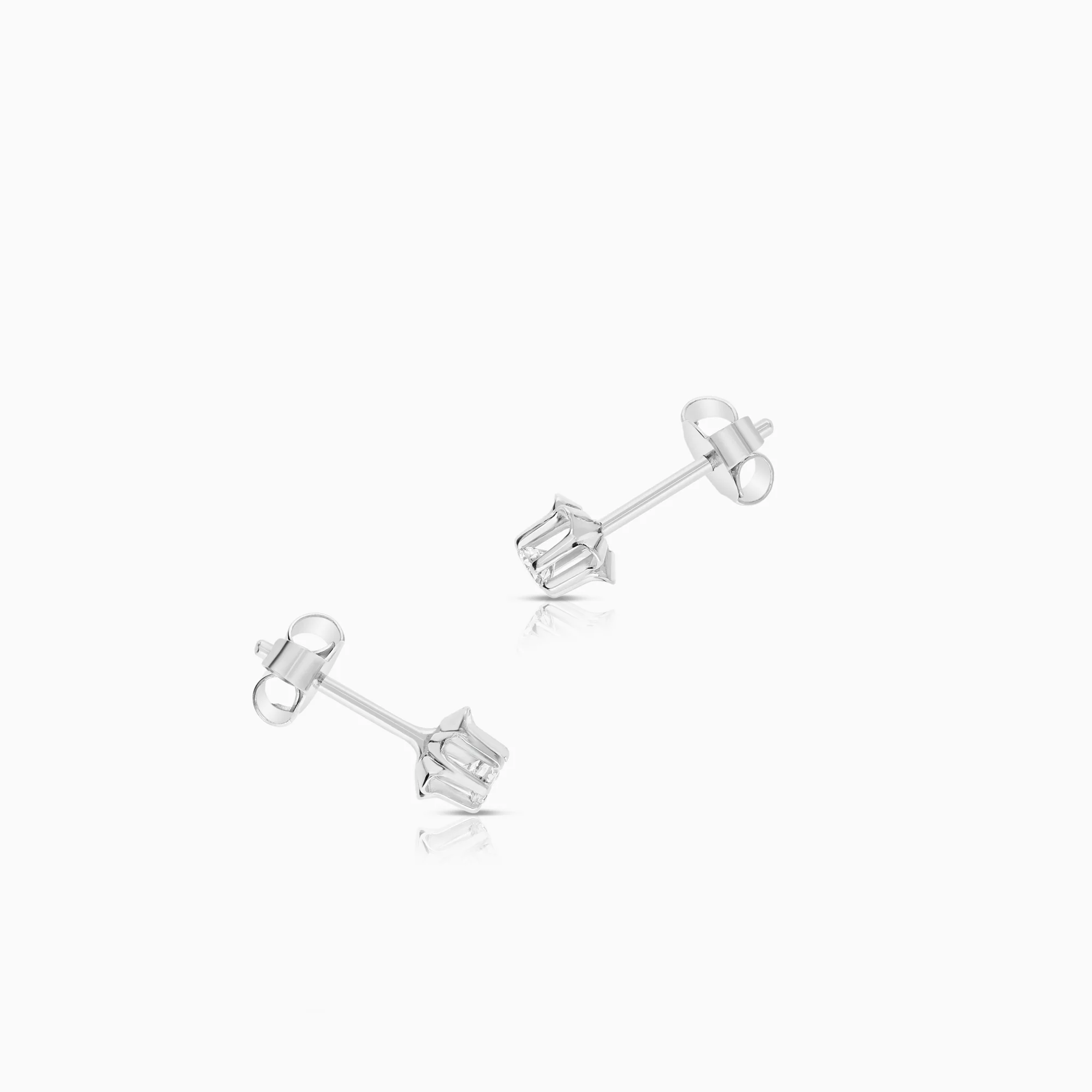 Solitaire earrings 0.18ct 18K white gold - Image 2