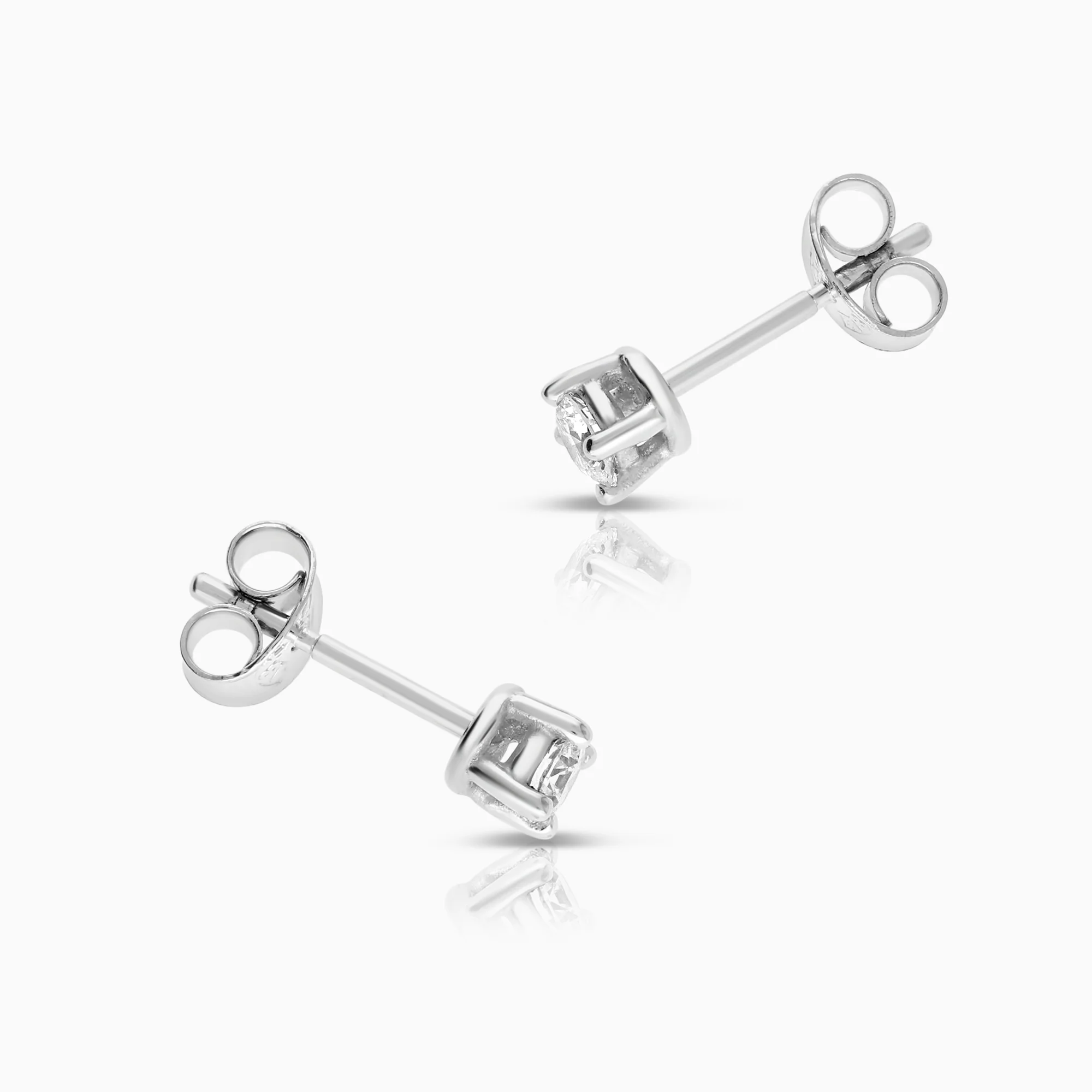 Solitaire earrings 0.22ct 18K white gold - Image 2