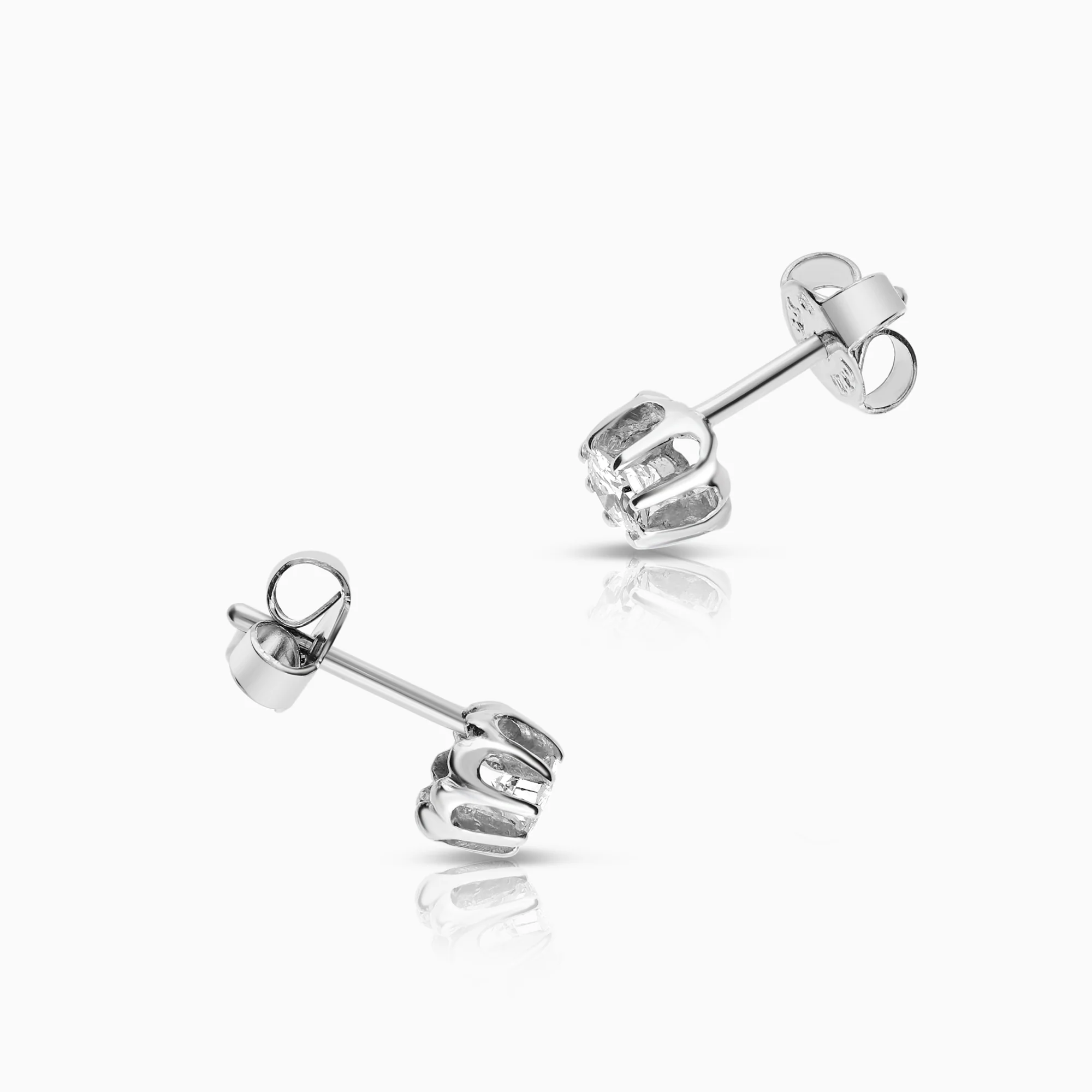 Solitaire earrings 0.30ct 18K white gold - Image 2