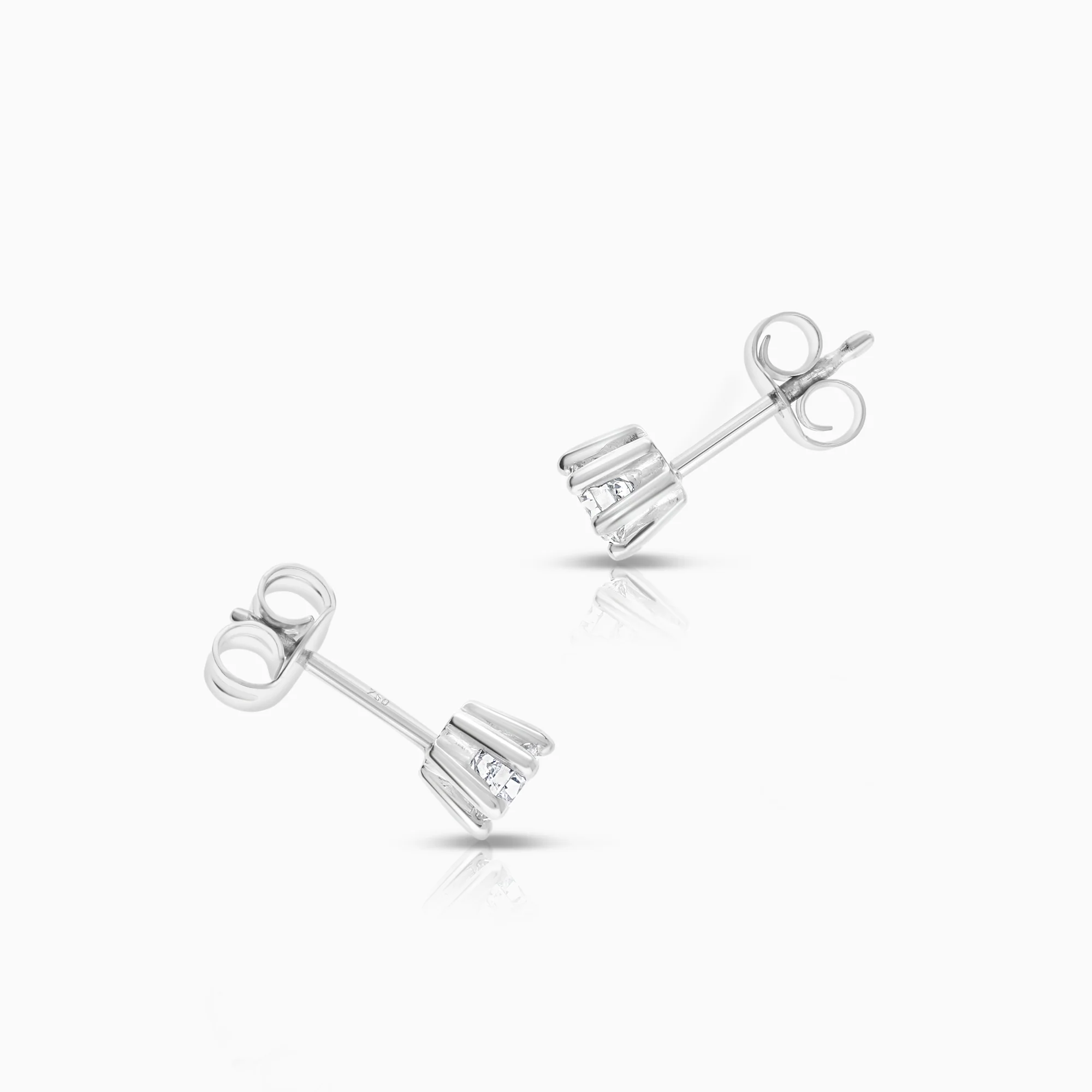 Solitaire earrings 0.40ct 18K white gold - Image 2