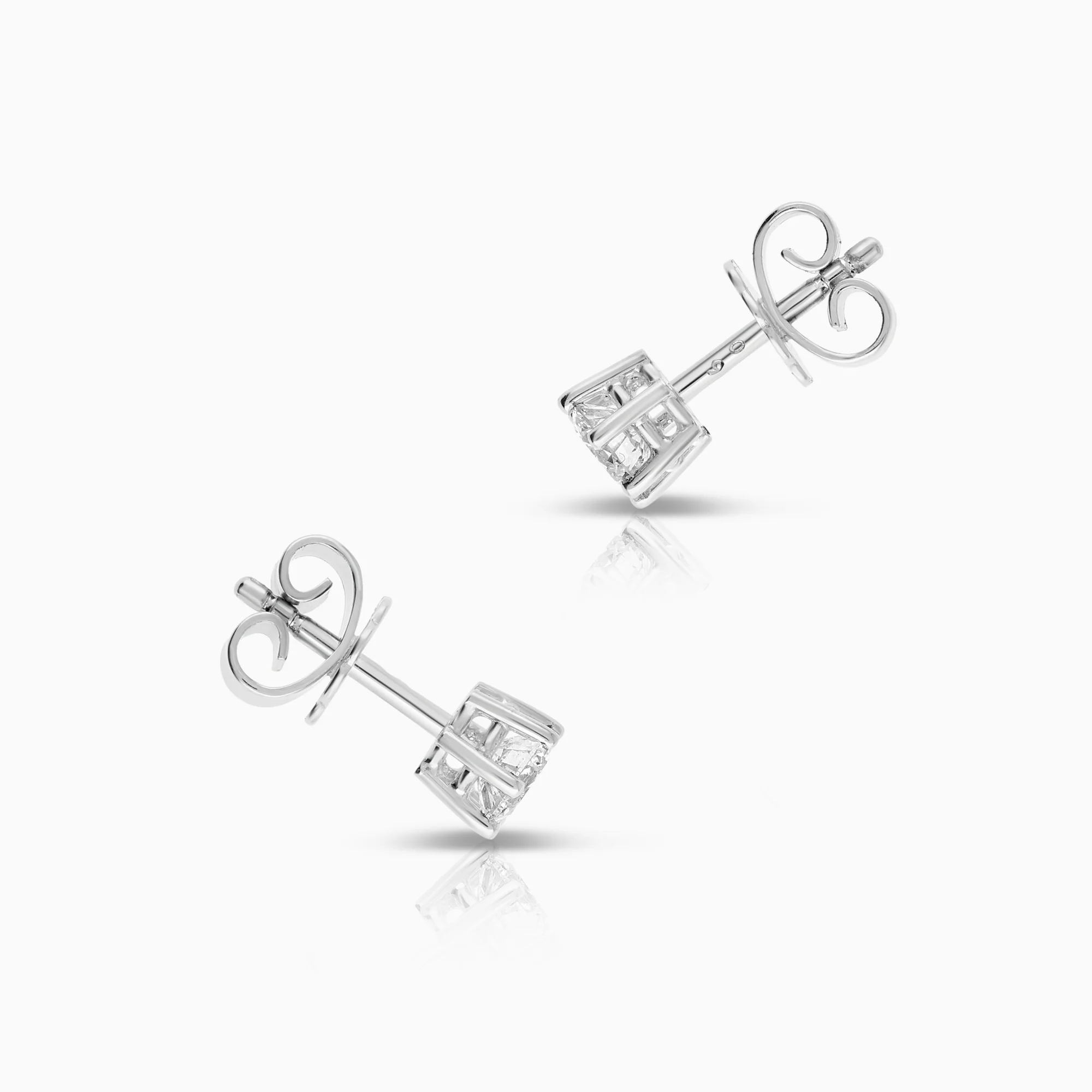 Solitaire earrings 0.60ct 18K white gold - Image 2