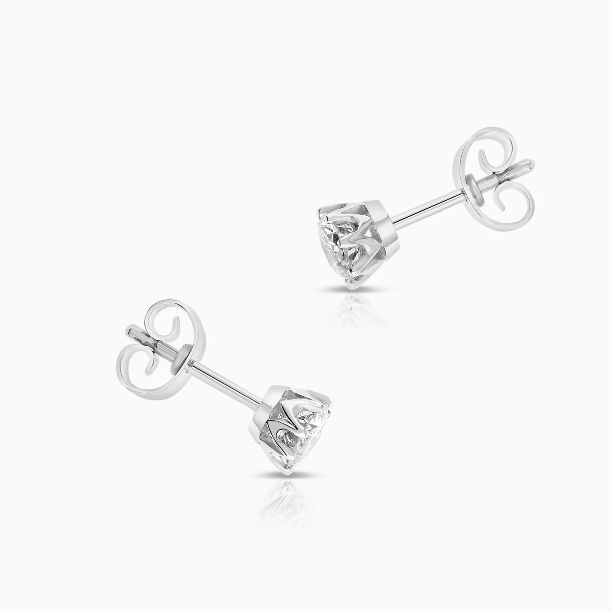 Solitaire earrings 0.80ct 18K white gold - Image 2