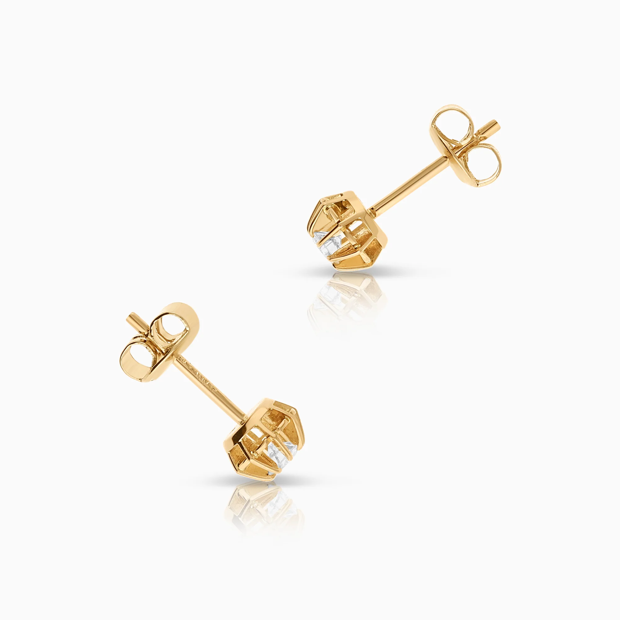 Solitaire diamond earrings 0.14ct 18K gold - Image 2