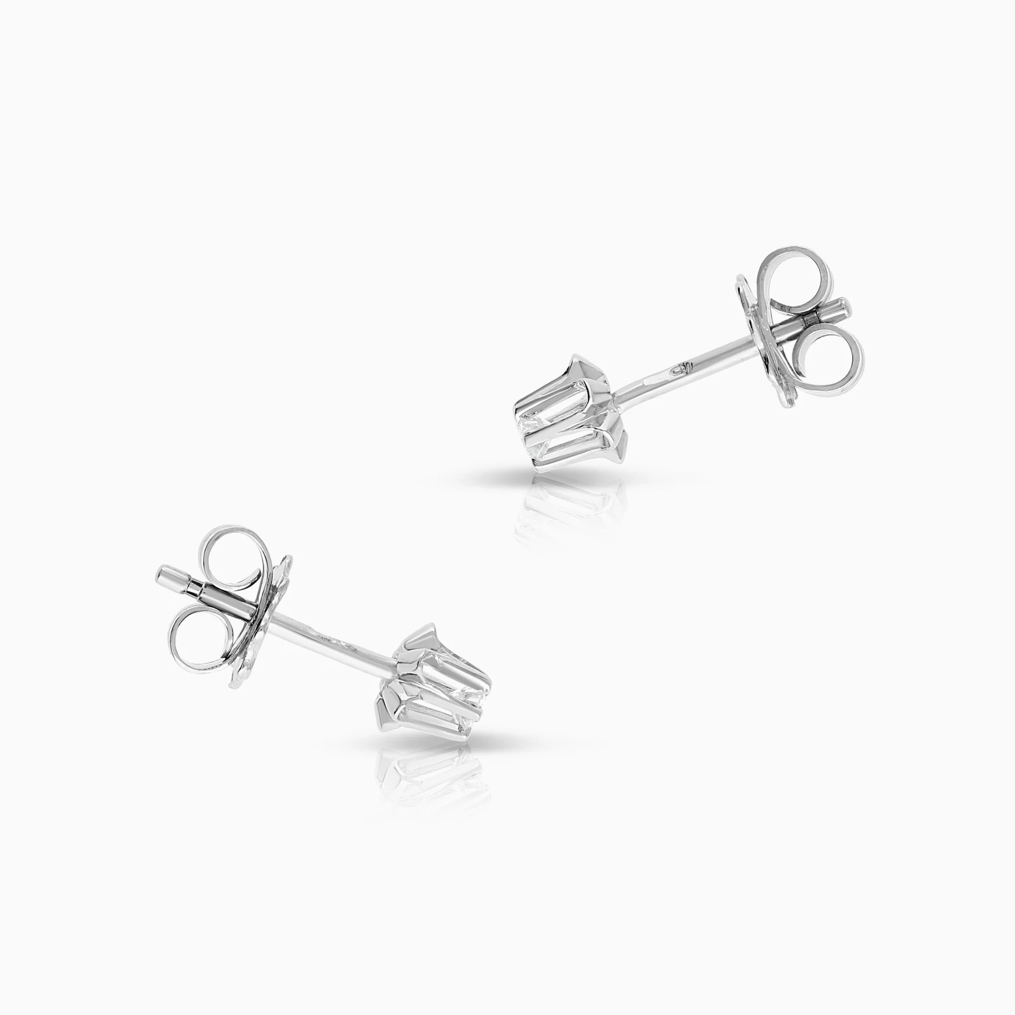 Solitaire earrings 0.08ct 18K white gold - Image 2