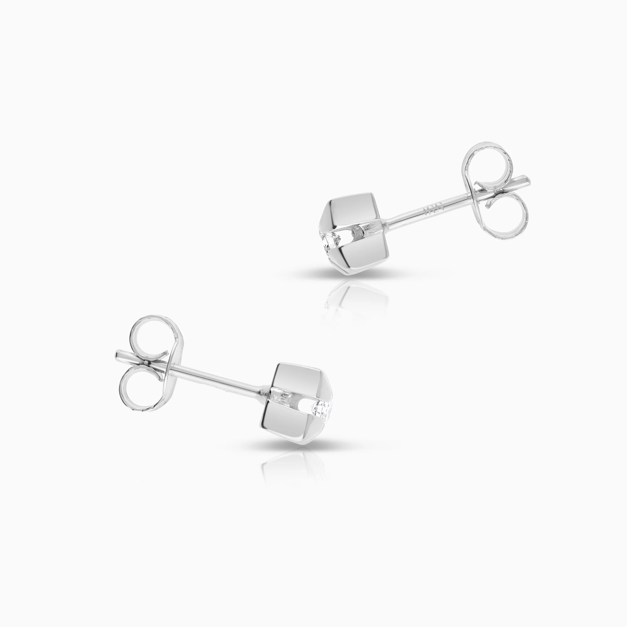 Solitaire earrings 0.08ct 18K white gold - Image 2