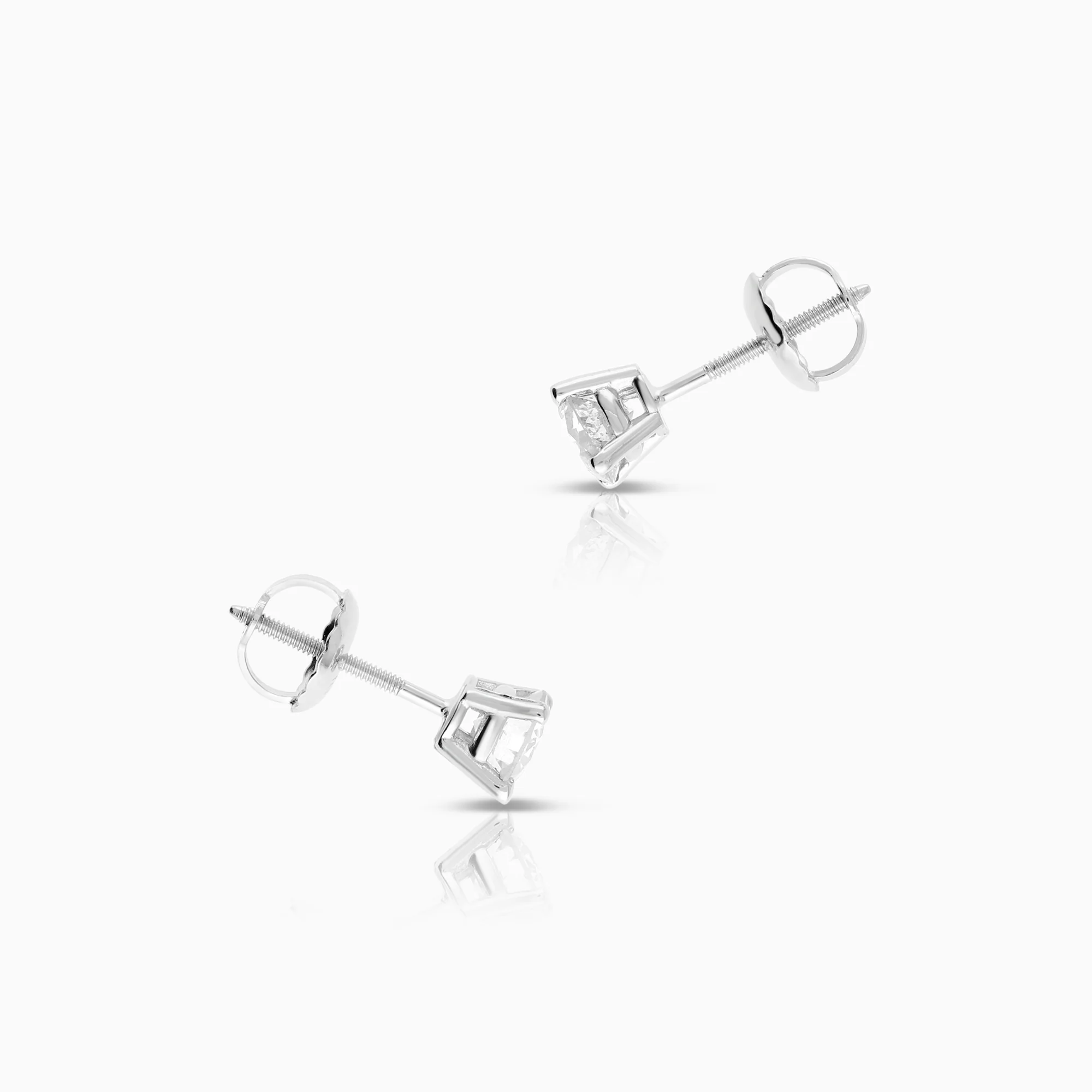 Solitaire earrings 0.70ct 14K white gold - Image 2