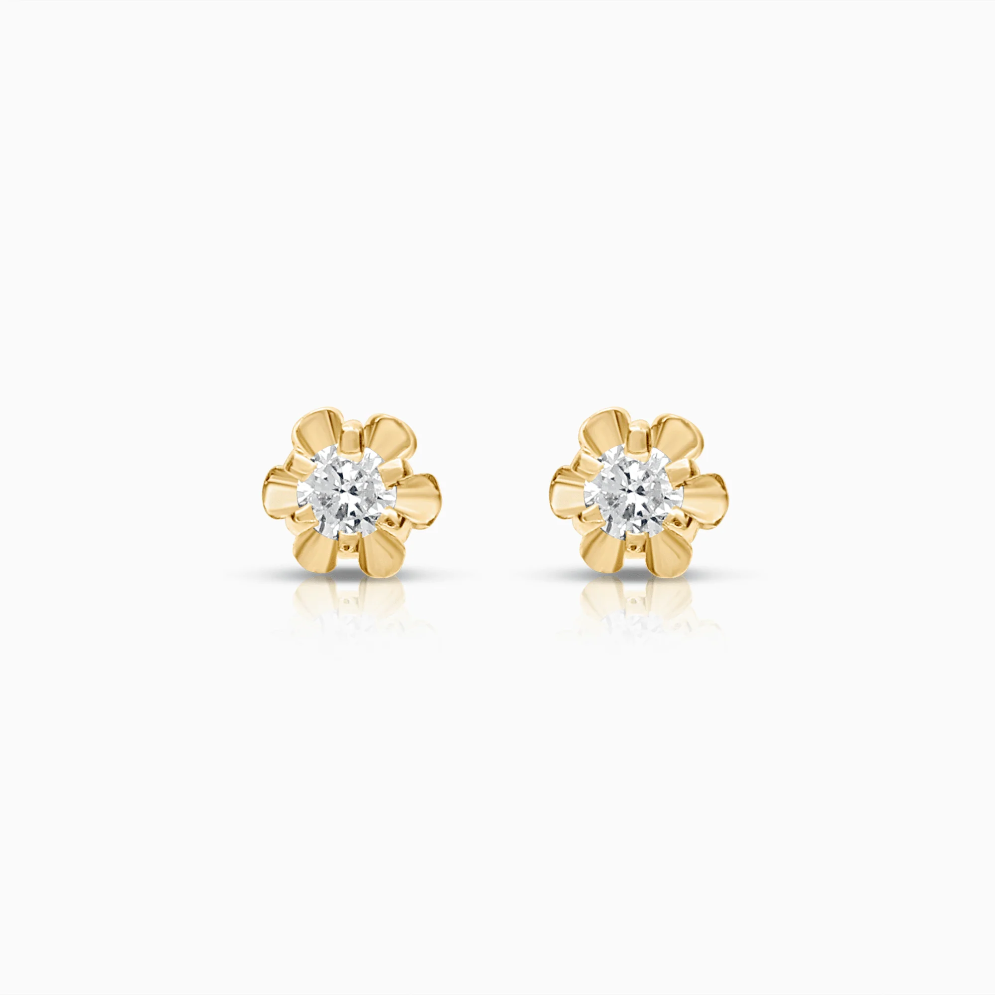 Solitaire earrings 0.05ct 18K gold
