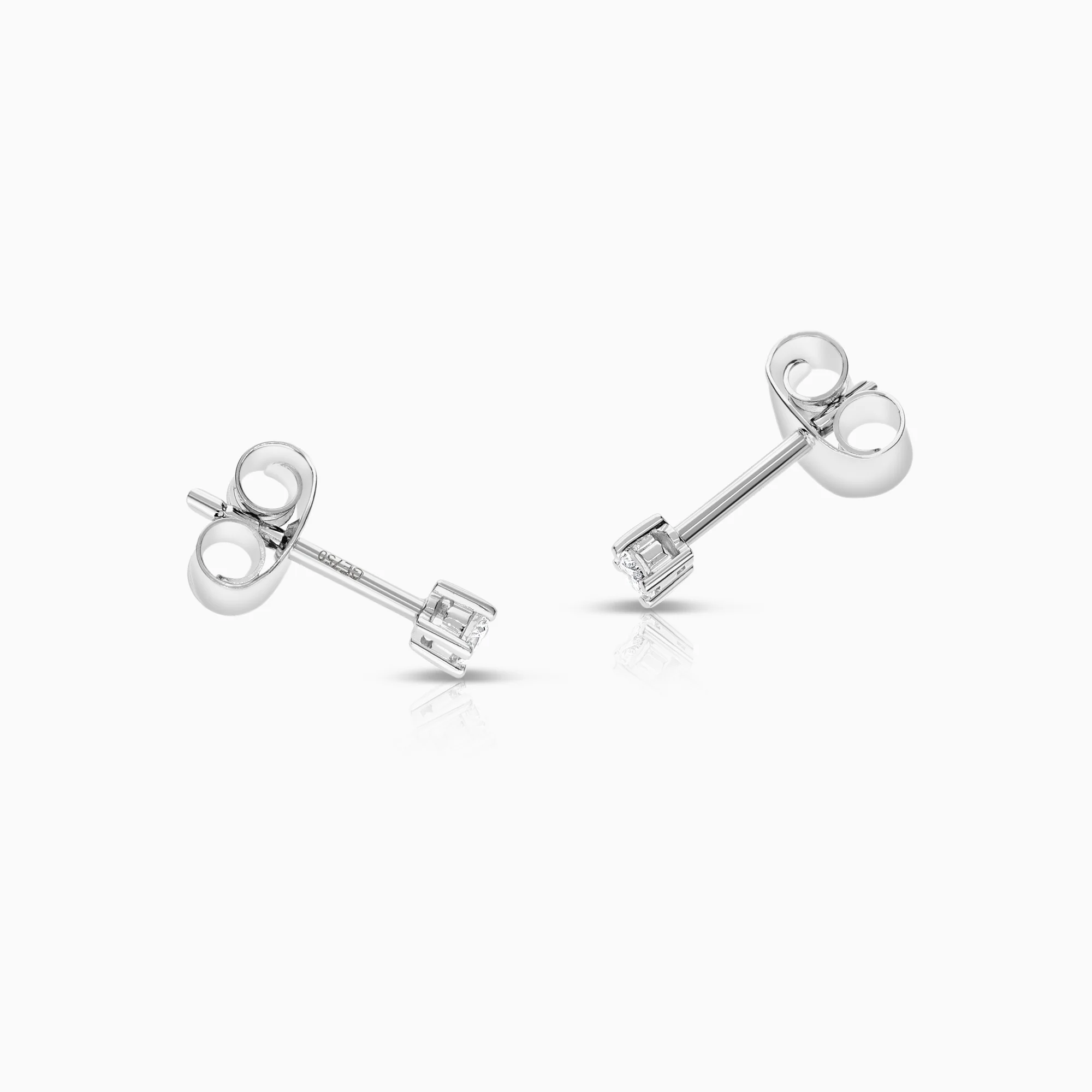 Solitaire earrings 0.08ct 18K white gold - Image 2