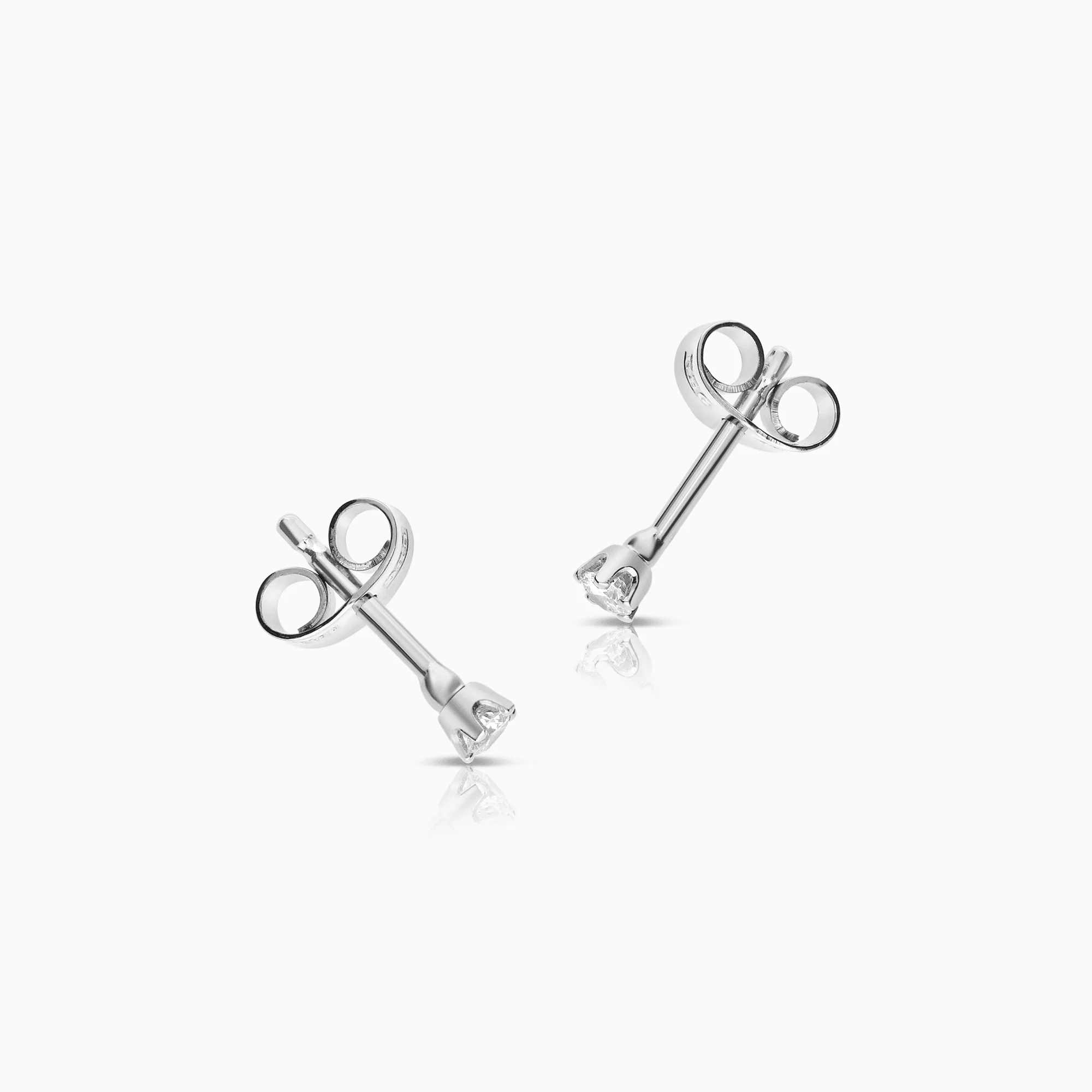 Solitaire earrings 0.10ct 18K white gold - Image 2
