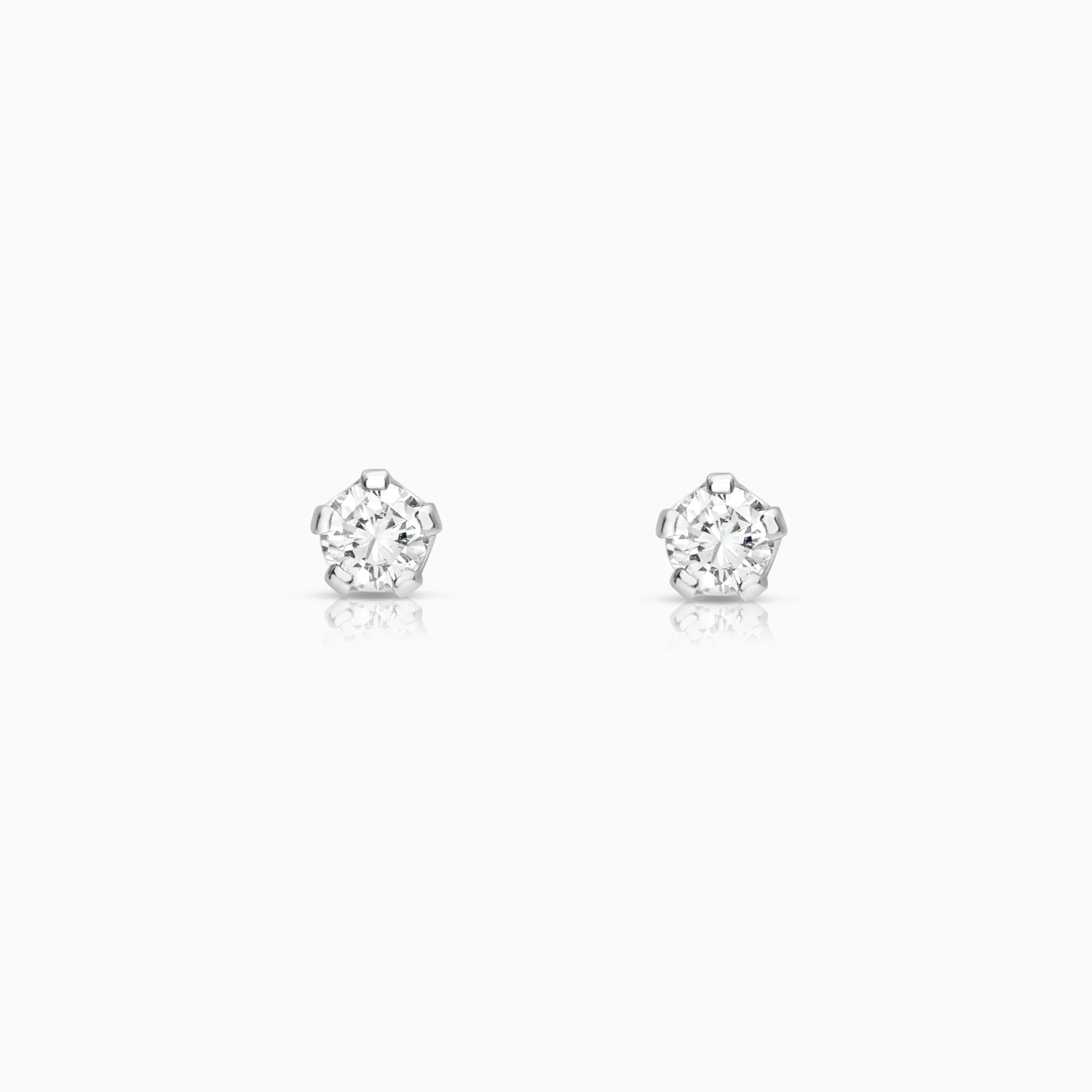 Solitaire earrings 0.10ct 18K white gold