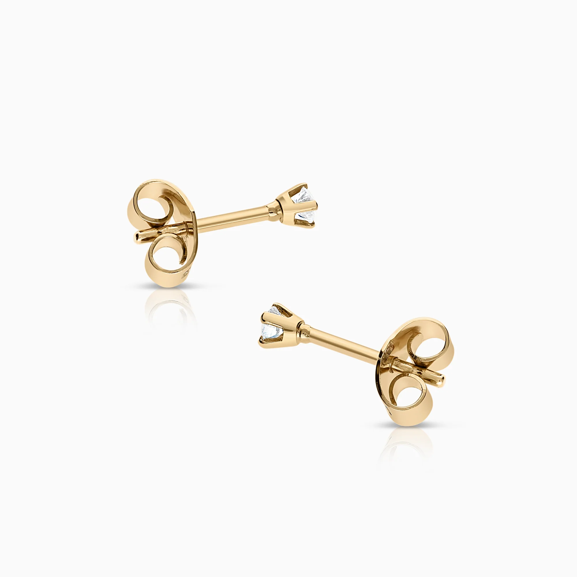 Solitaire earrings 0.12ct 18K gold - Image 2
