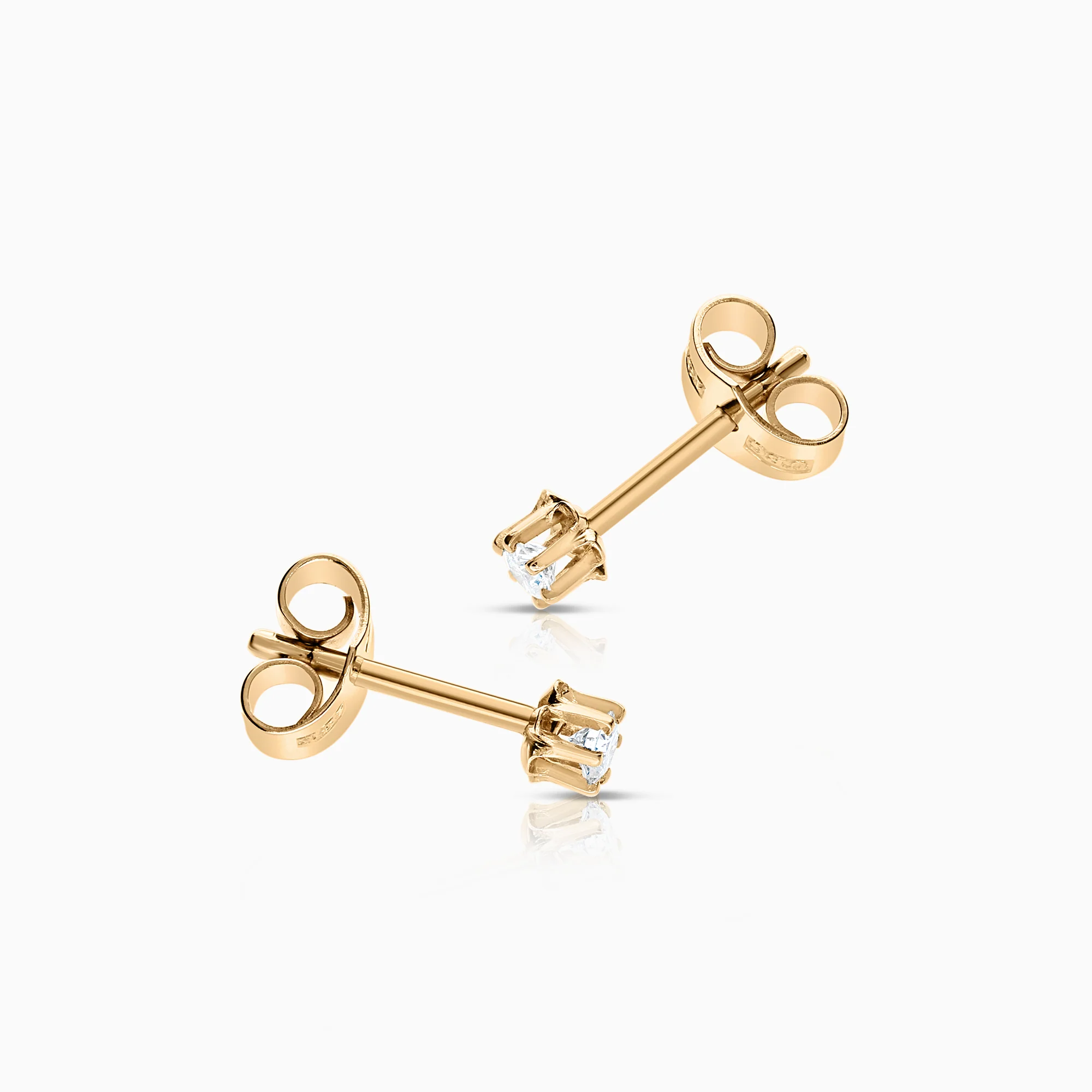 Solitaire earrings 0.12ct 18K gold - Image 2