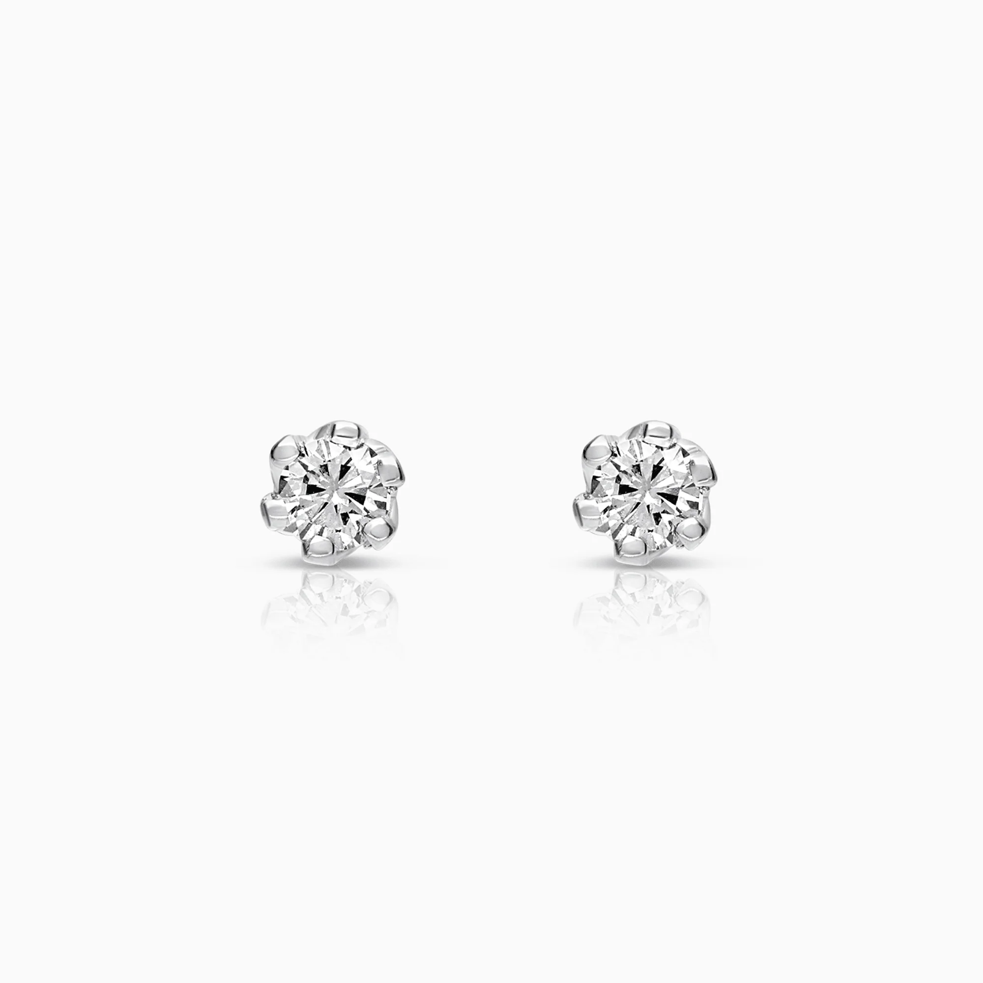 Solitaire earrings 0.12ct 18K white gold