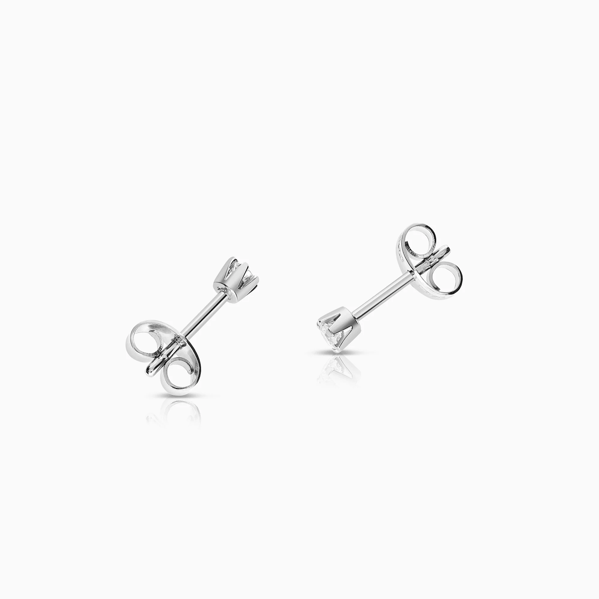Solitaire earrings 0.12ct 18K white gold - Image 2