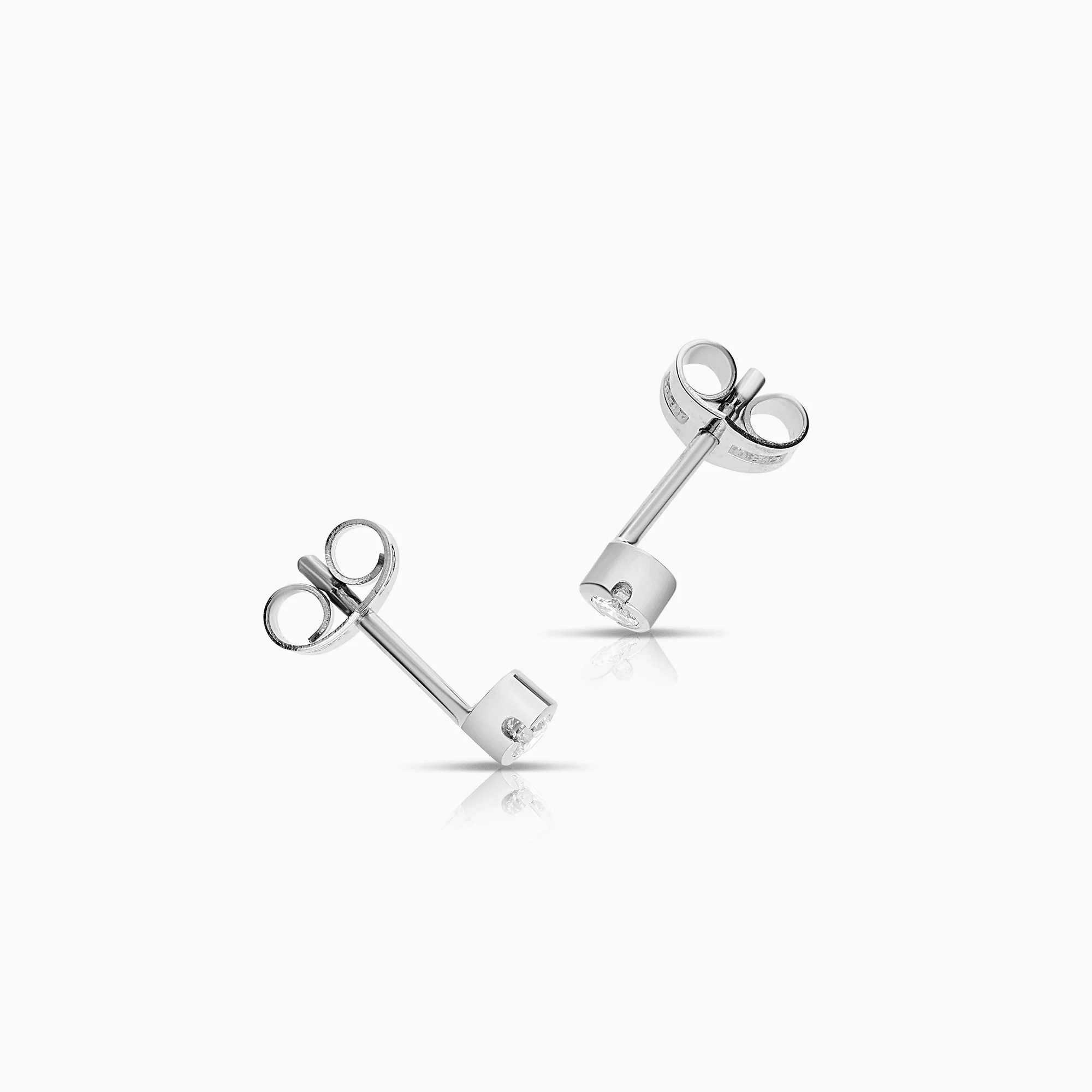Solitaire Earrings 0.14ct 18K White Gold - Image 2
