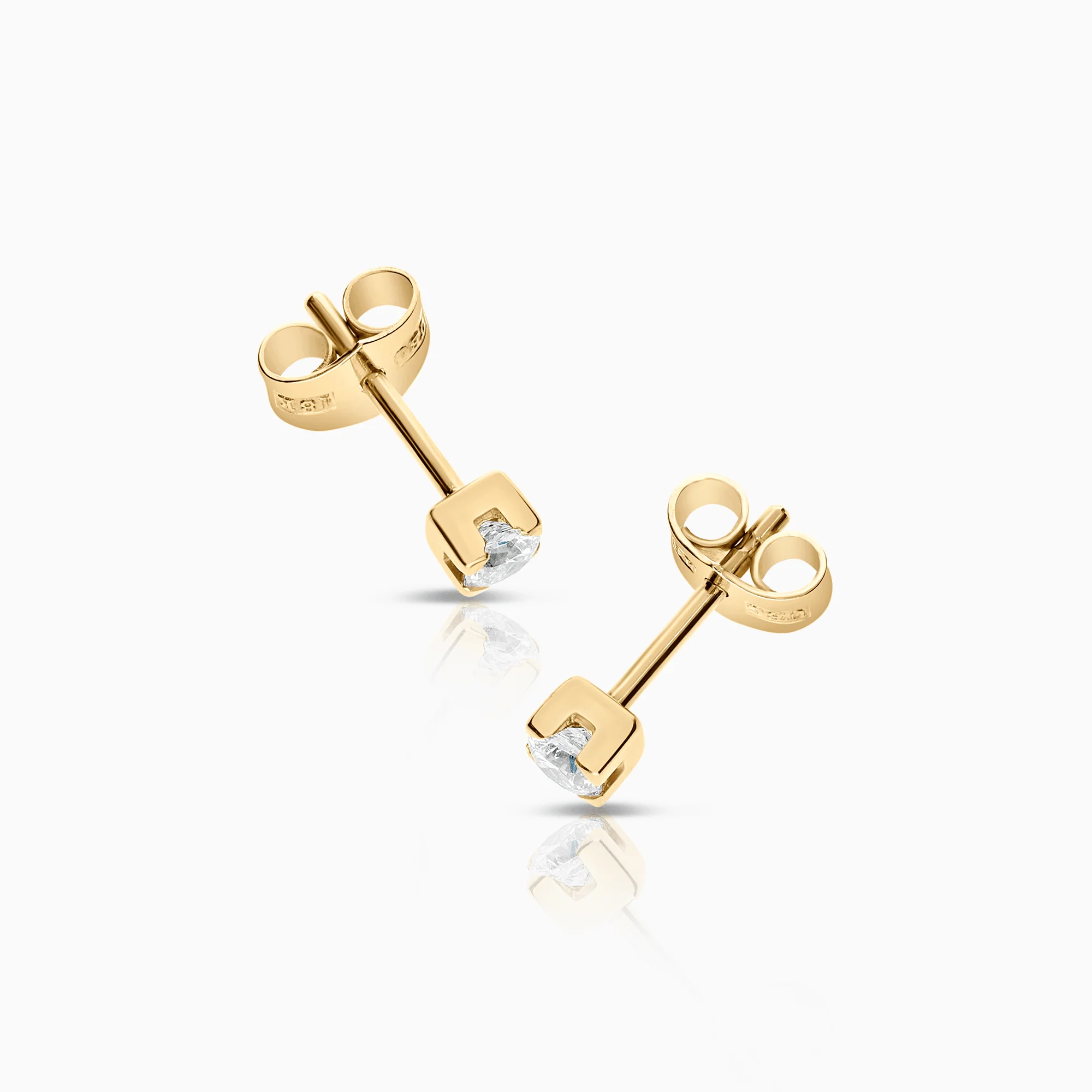 Solitaire earrings 0.32ct 18K gold - Image 2
