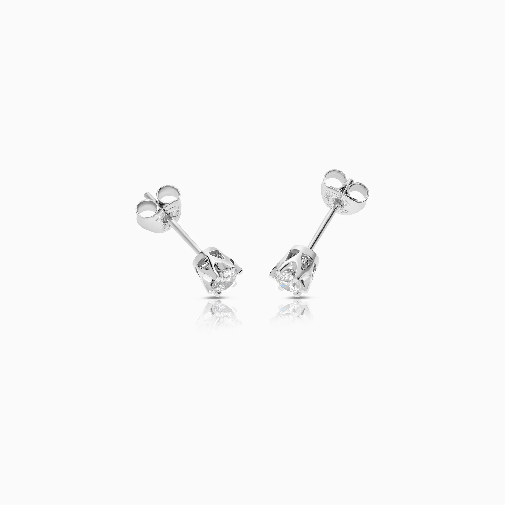 Solitaire earrings 0.40ct 18K white gold - Image 2
