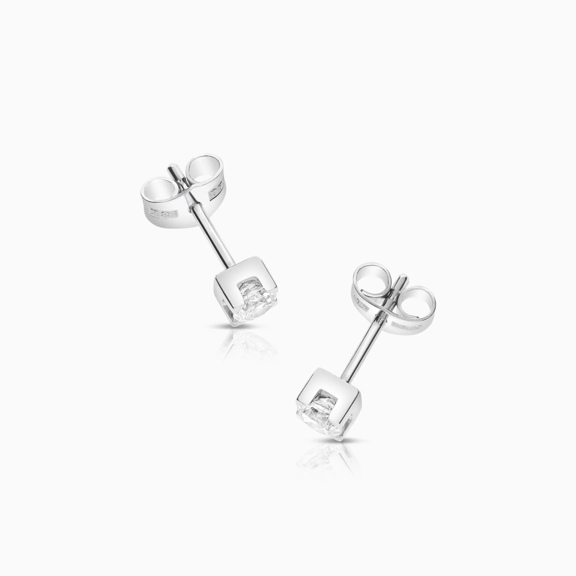 Solitaire earrings 0.54ct 18K white gold - Image 2