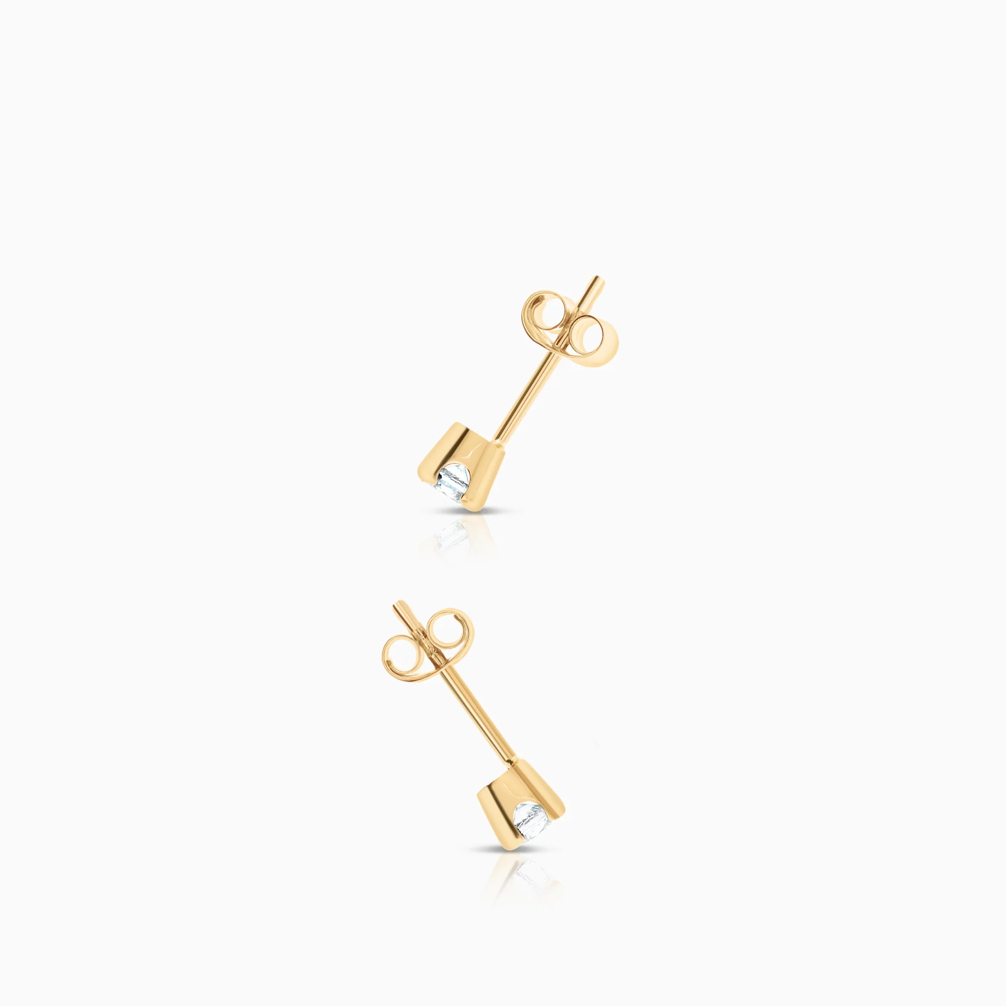 Solitaire earrings cubic zirconia 0.91g 18K gold - Image 2