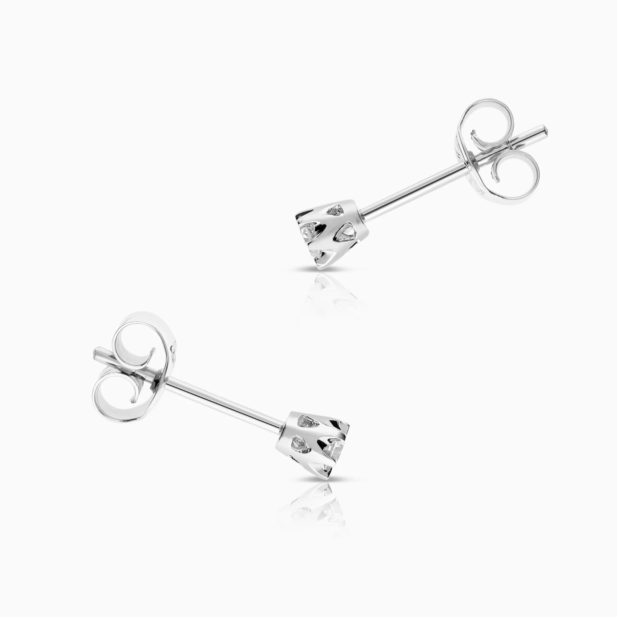 Solitaire diamond earrings 0.08ct 18K white gold - Image 2