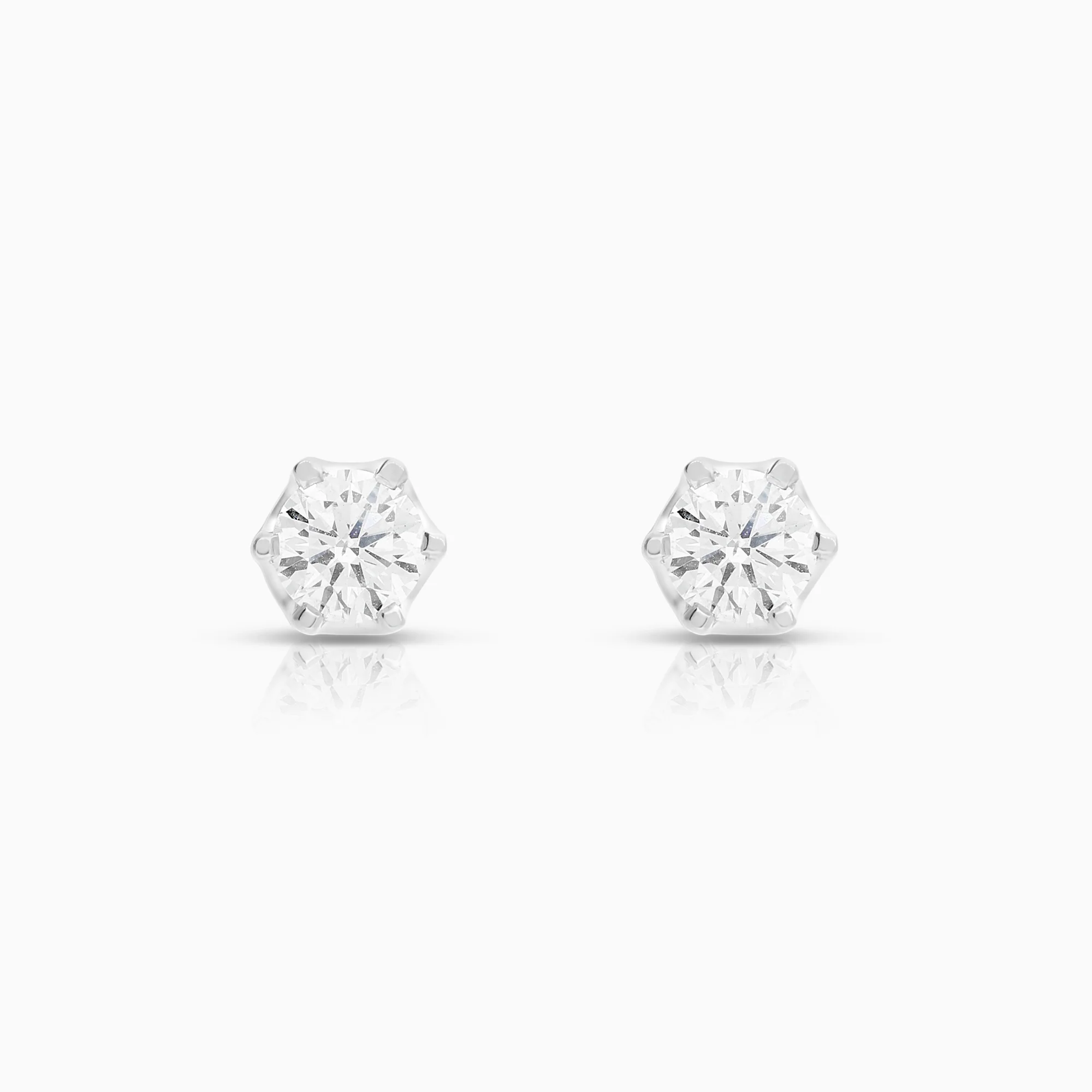 Solitaire earrings diamonds 0.46ct 18K white gold