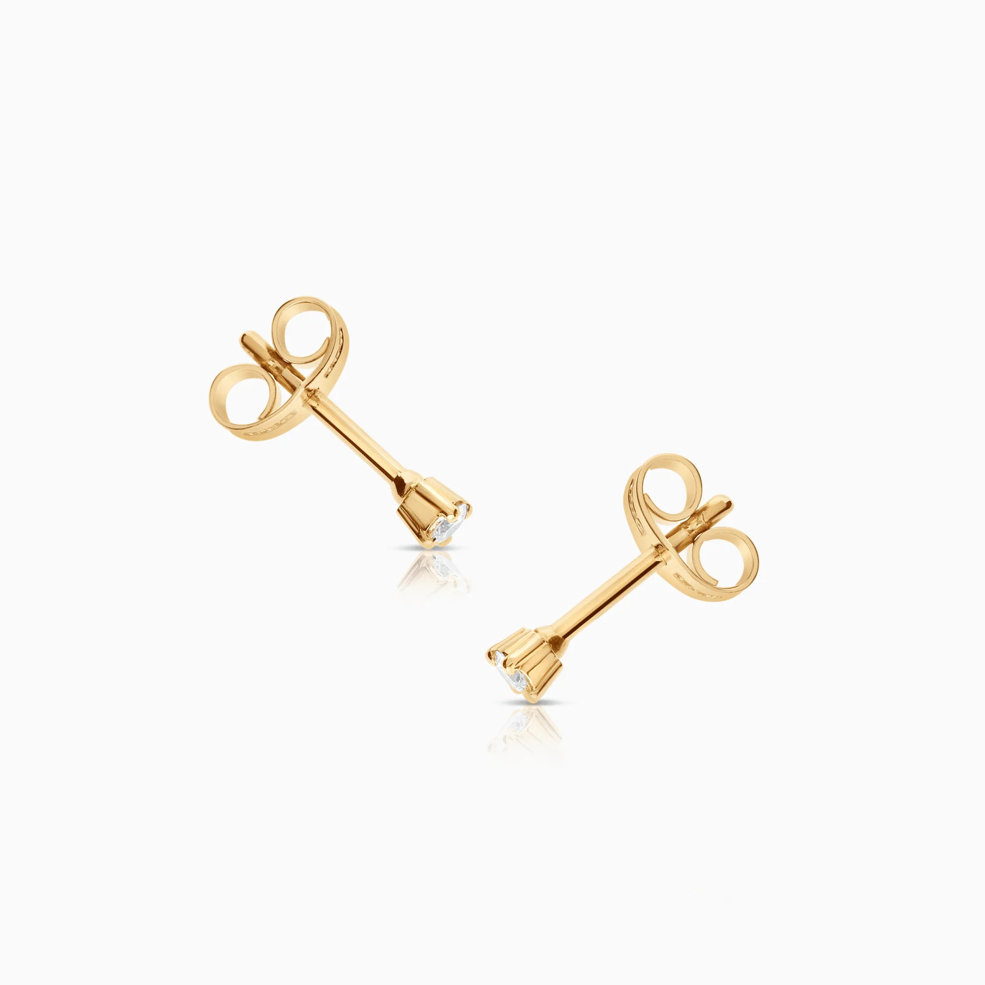 Solitaire earrings diamonds 0.08ct 18K gold - Image 2