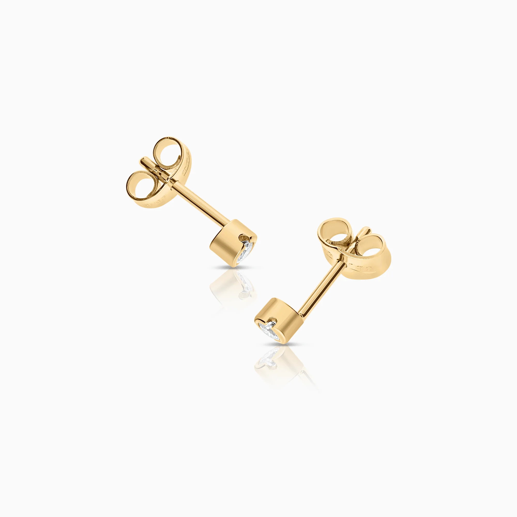 Solitaire earrings diamonds 0.10ct 18K gold - Image 2