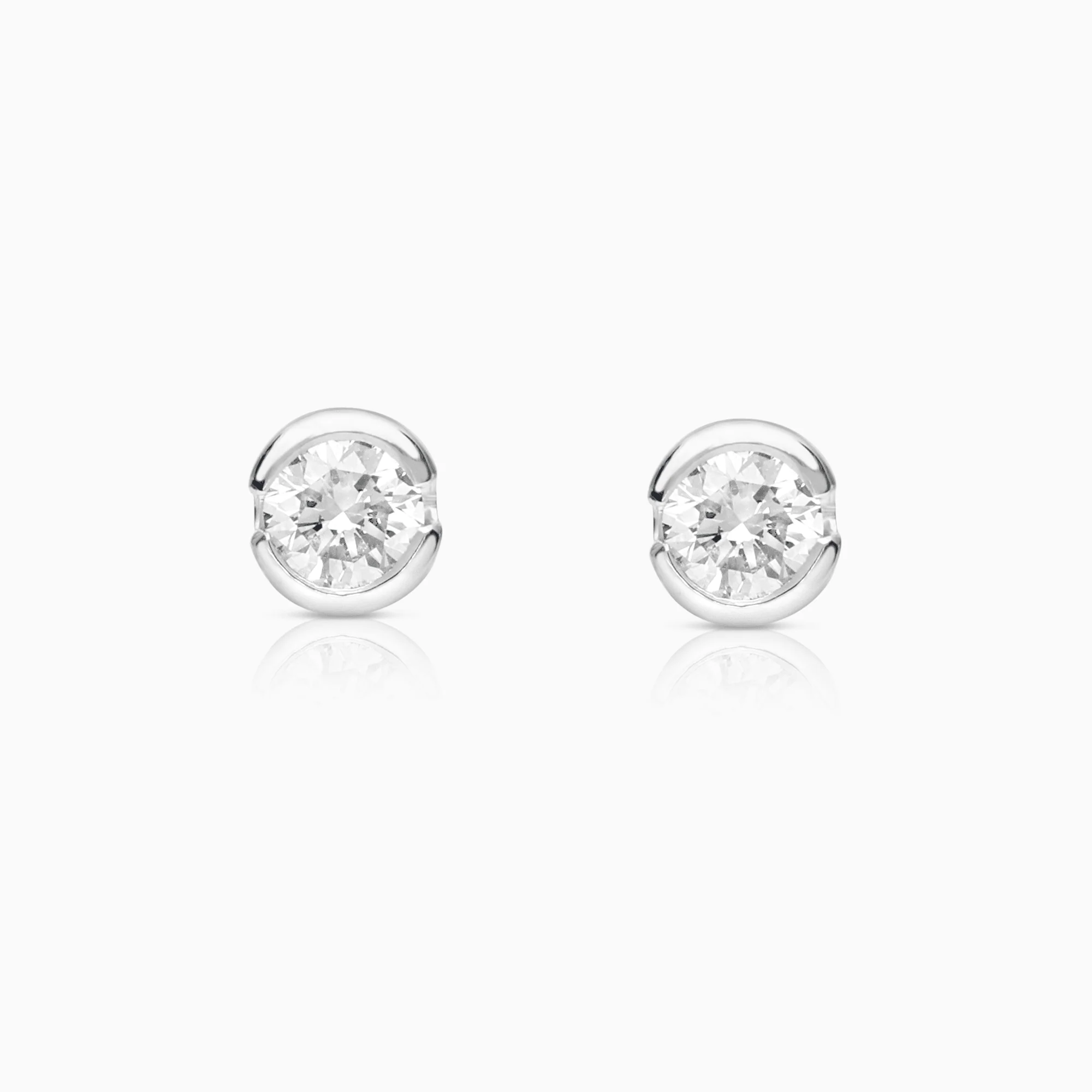 Solitaire earrings diamonds 0.24ct 18K white gold
