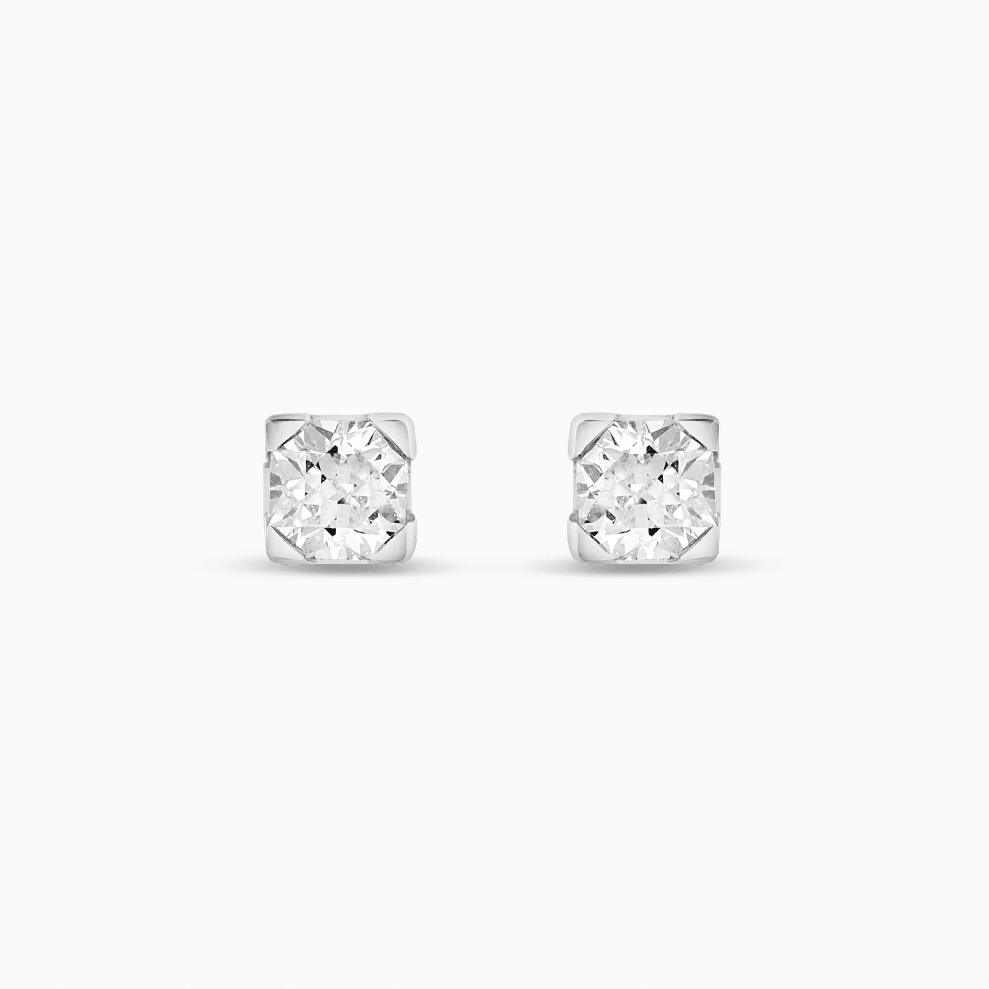Solitaire diamond earrings 0.32ct 18K white gold
