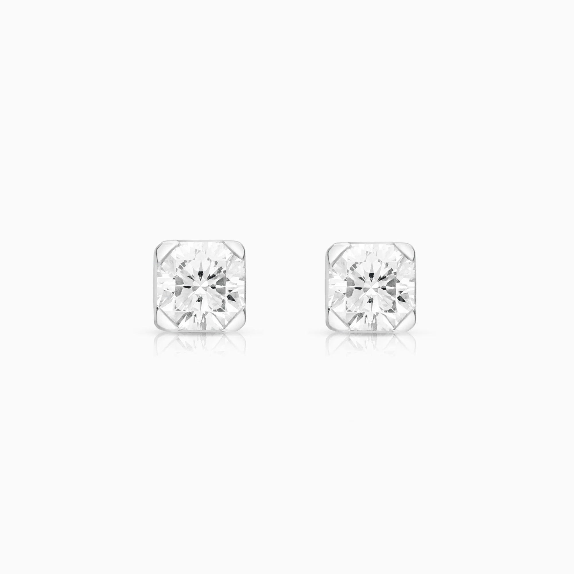Solitaire earrings diamonds 0.86ct 18K white gold