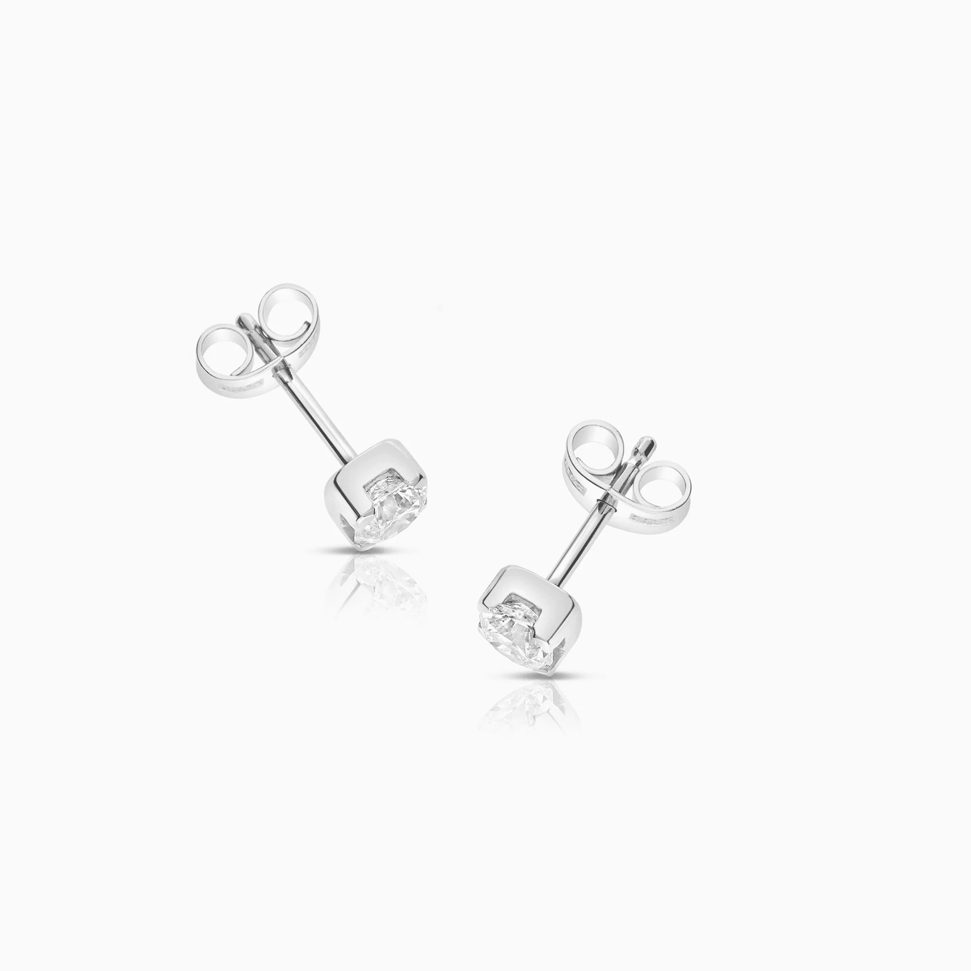Solitaire earrings diamonds 0.86ct 18K white gold - Image 2