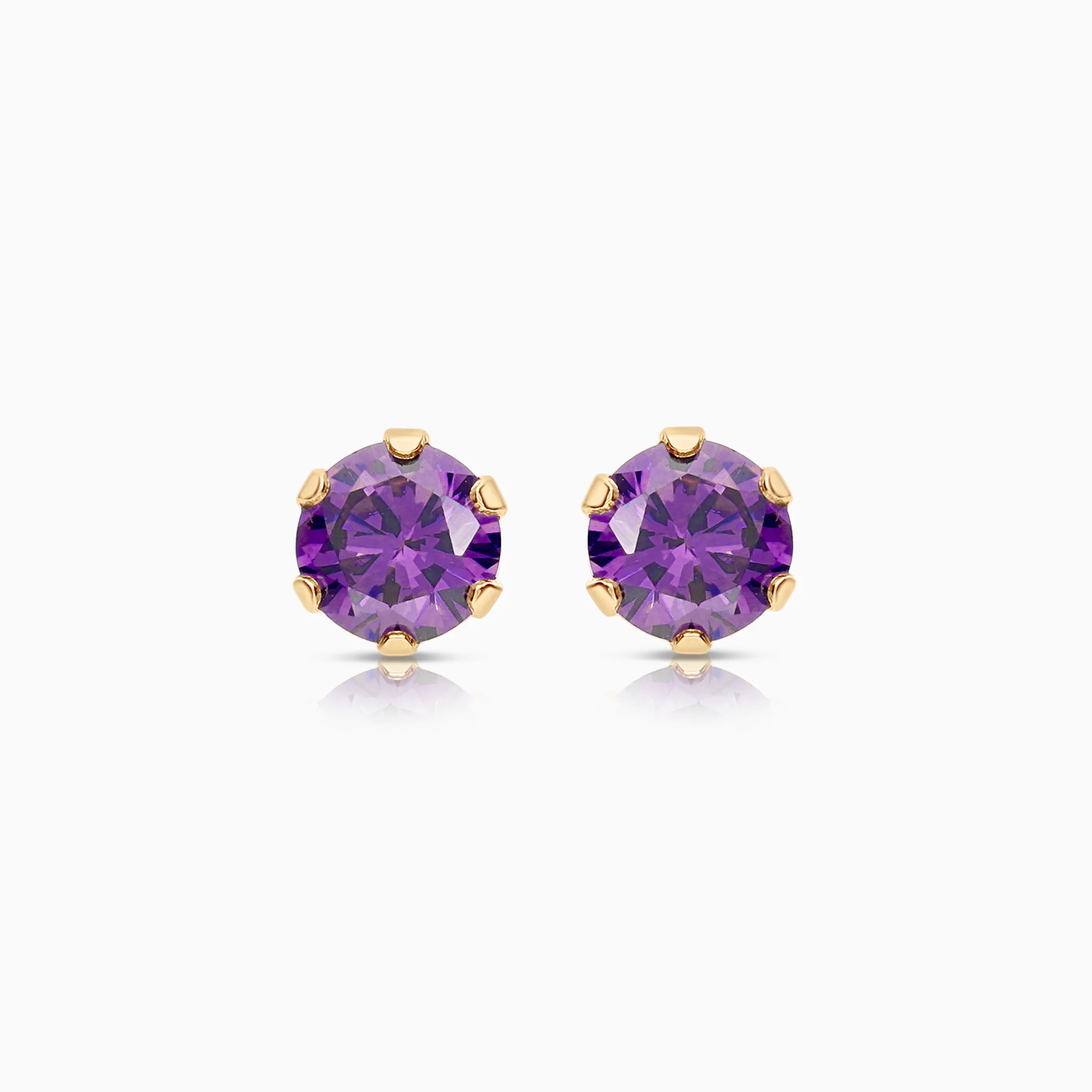 Solitaire earrings purple cubic zirconia 0.64g 18K gold