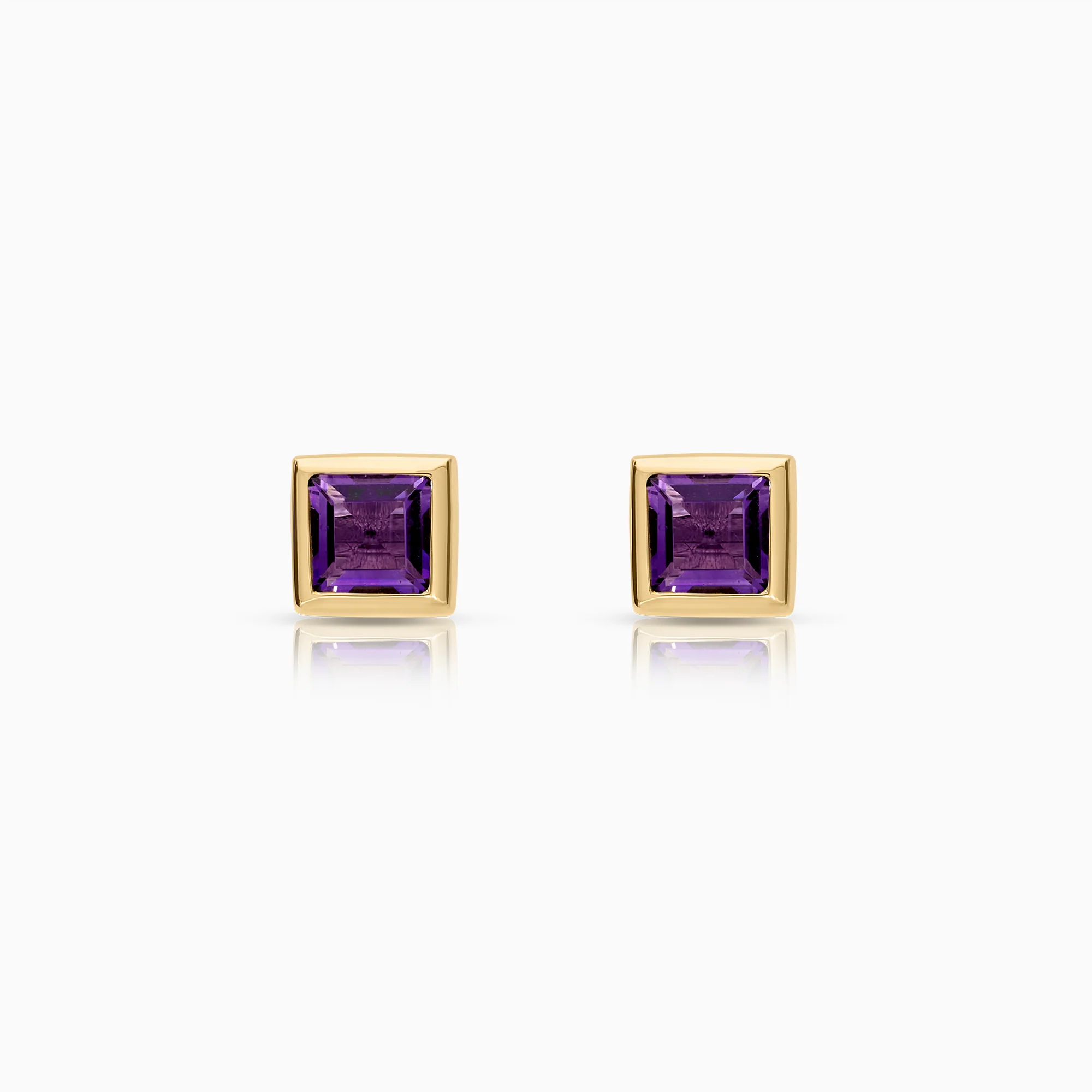 Solitaire earrings with purple amethysts 3.31g 18K gold