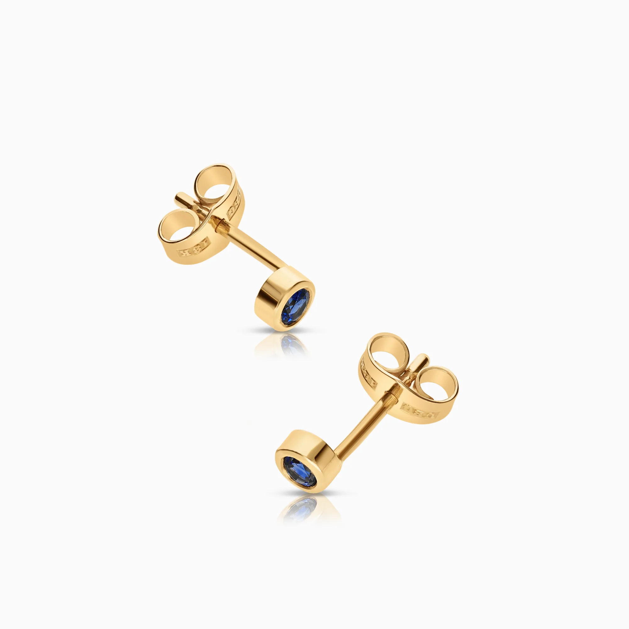 Solitaire earrings with blue sapphires 18K gold - Image 2