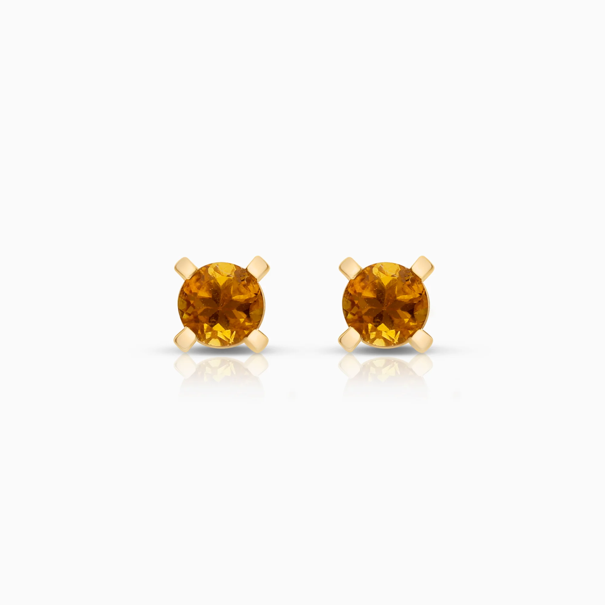 Solitaire earrings with citrines 0.90g 14K gold