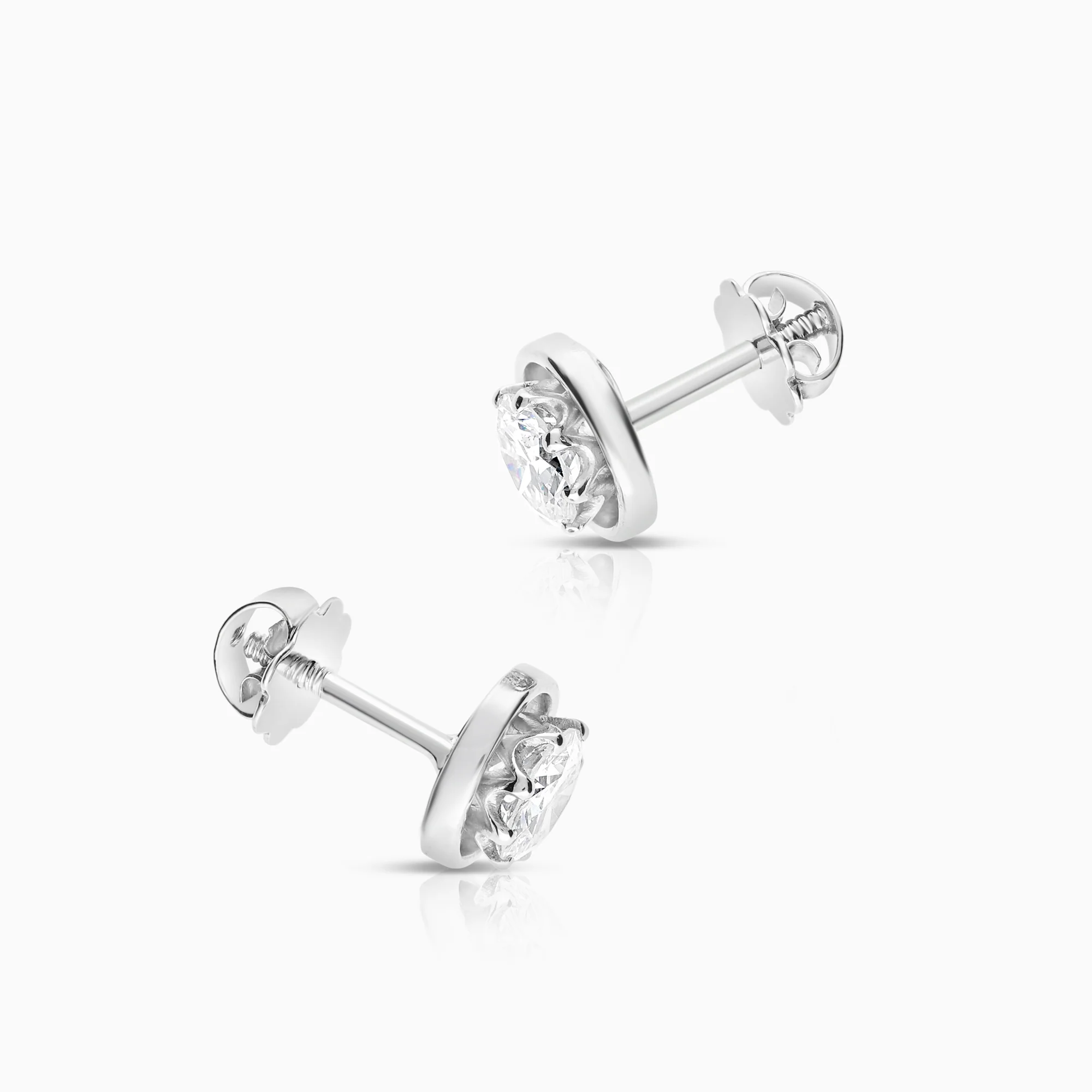 Solitaire earrings with old-cut diamonds 1.20ct 18K white gold - Image 2