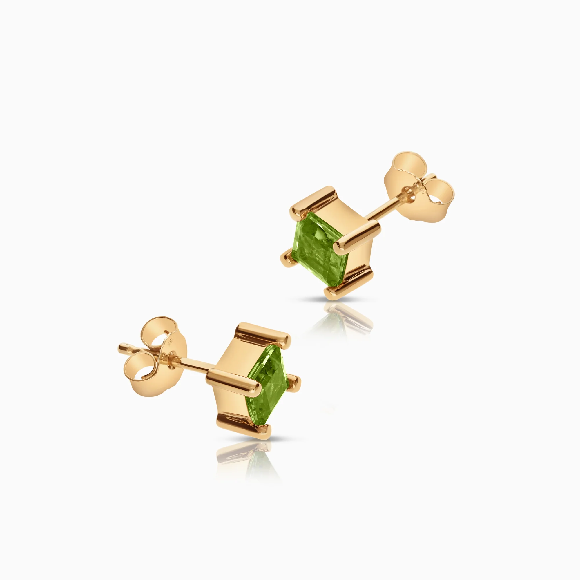 Solitaire earrings with green peridots 2.52g 18K gold - Image 2