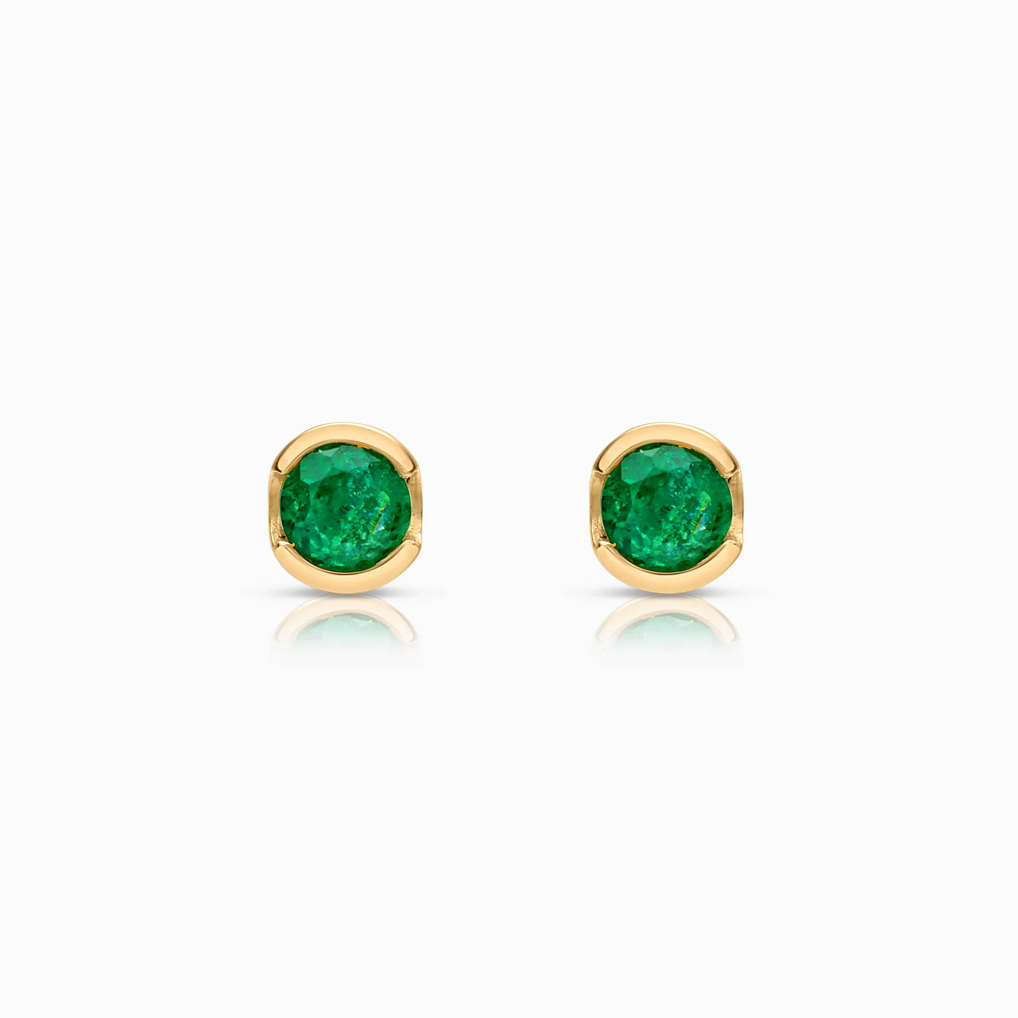 Solitaire earrings with green emeralds 18K gold