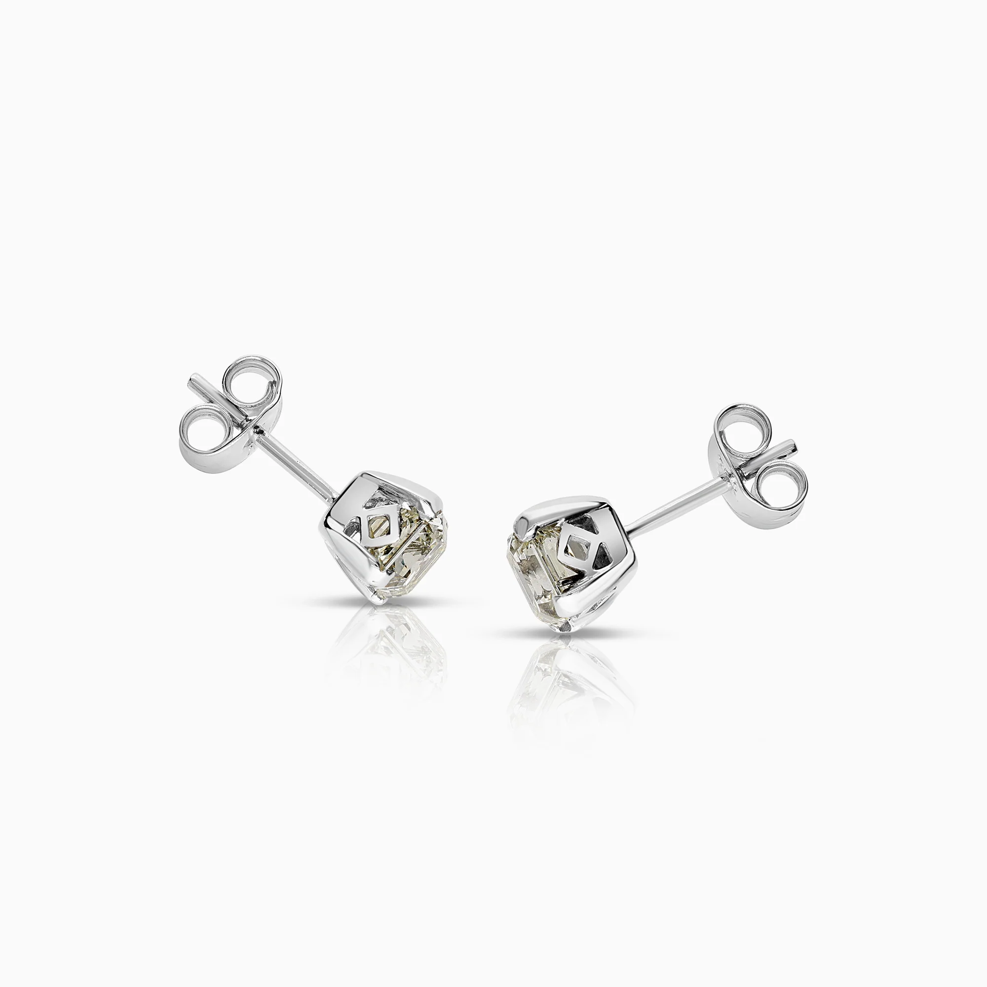 Solitaire earrings with emerald-cut diamonds 2.00ct 18K white gold - Image 3