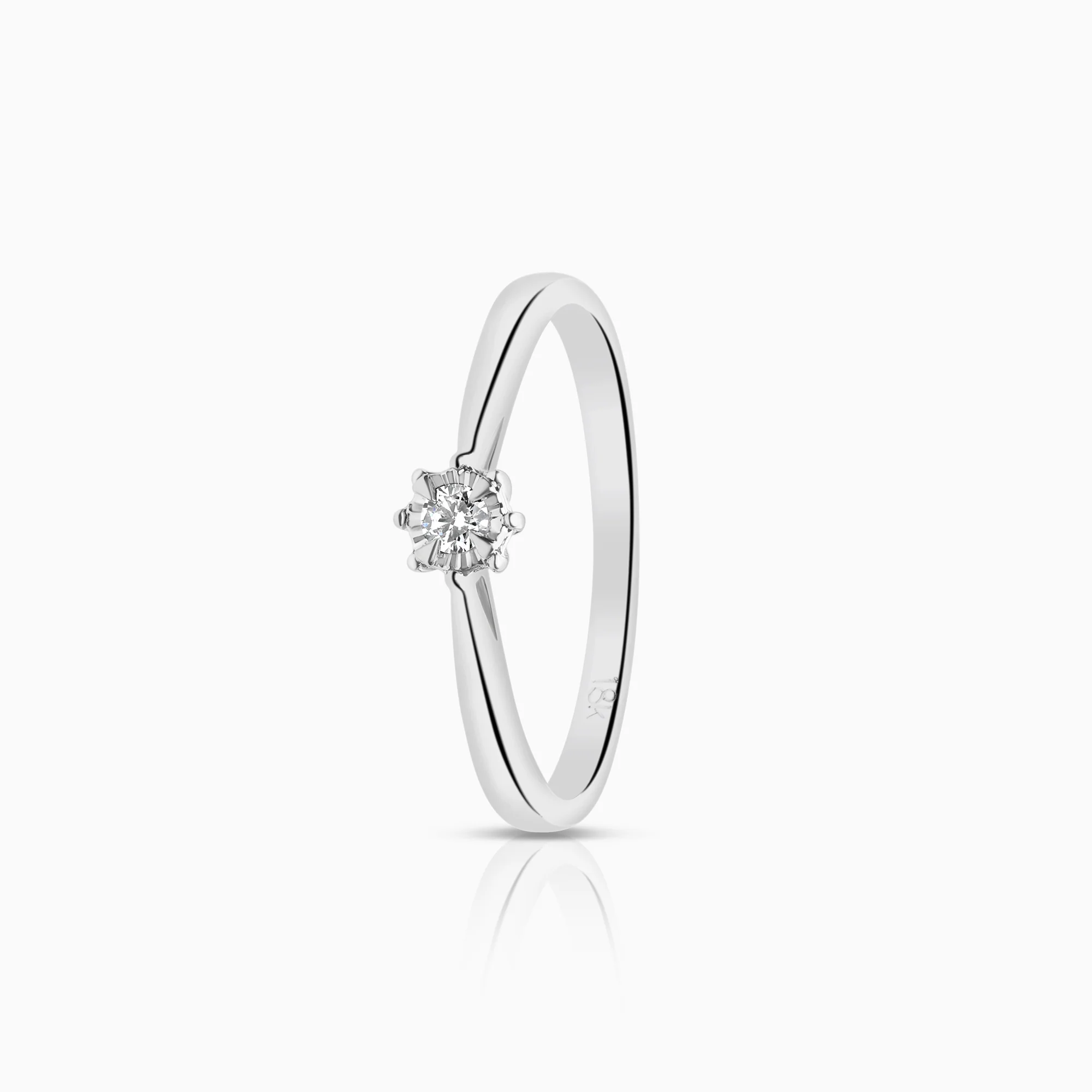 Solitaire ring 0.05ct 18K white gold