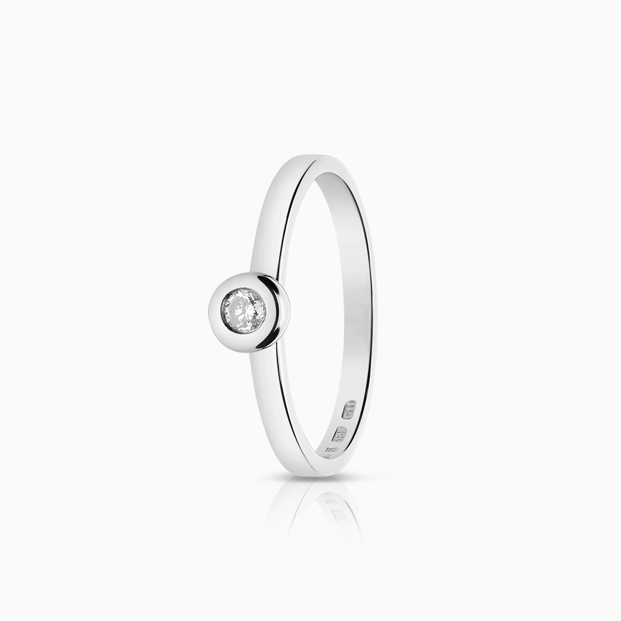 Solitaire ring 0.06ct 18K white gold