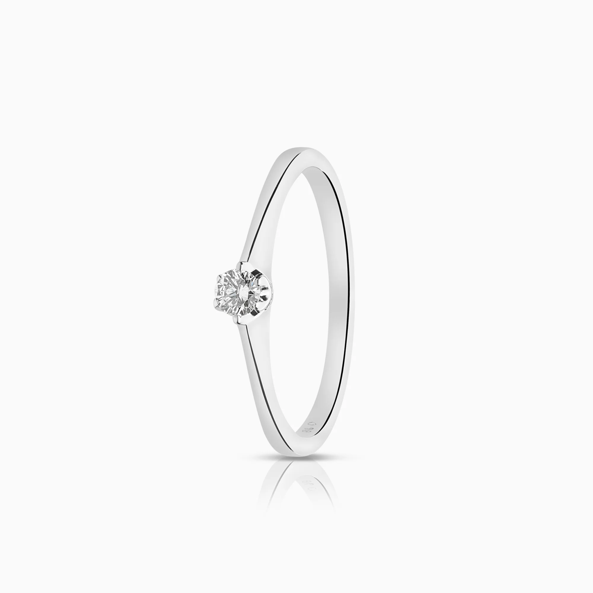 Solitaire ring 0.10ct 18K white gold
