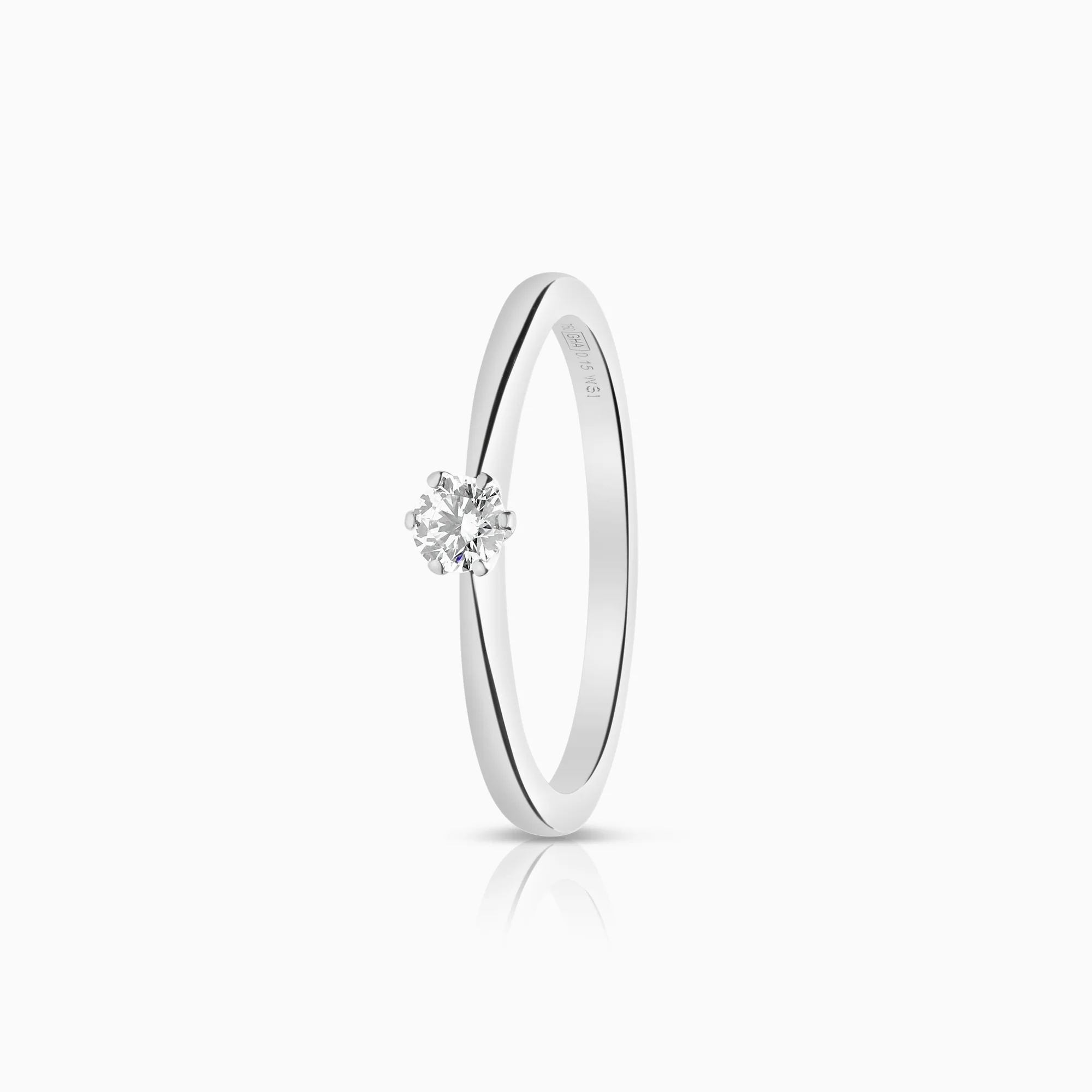 Solitaire ring 0.15ct 18K white gold