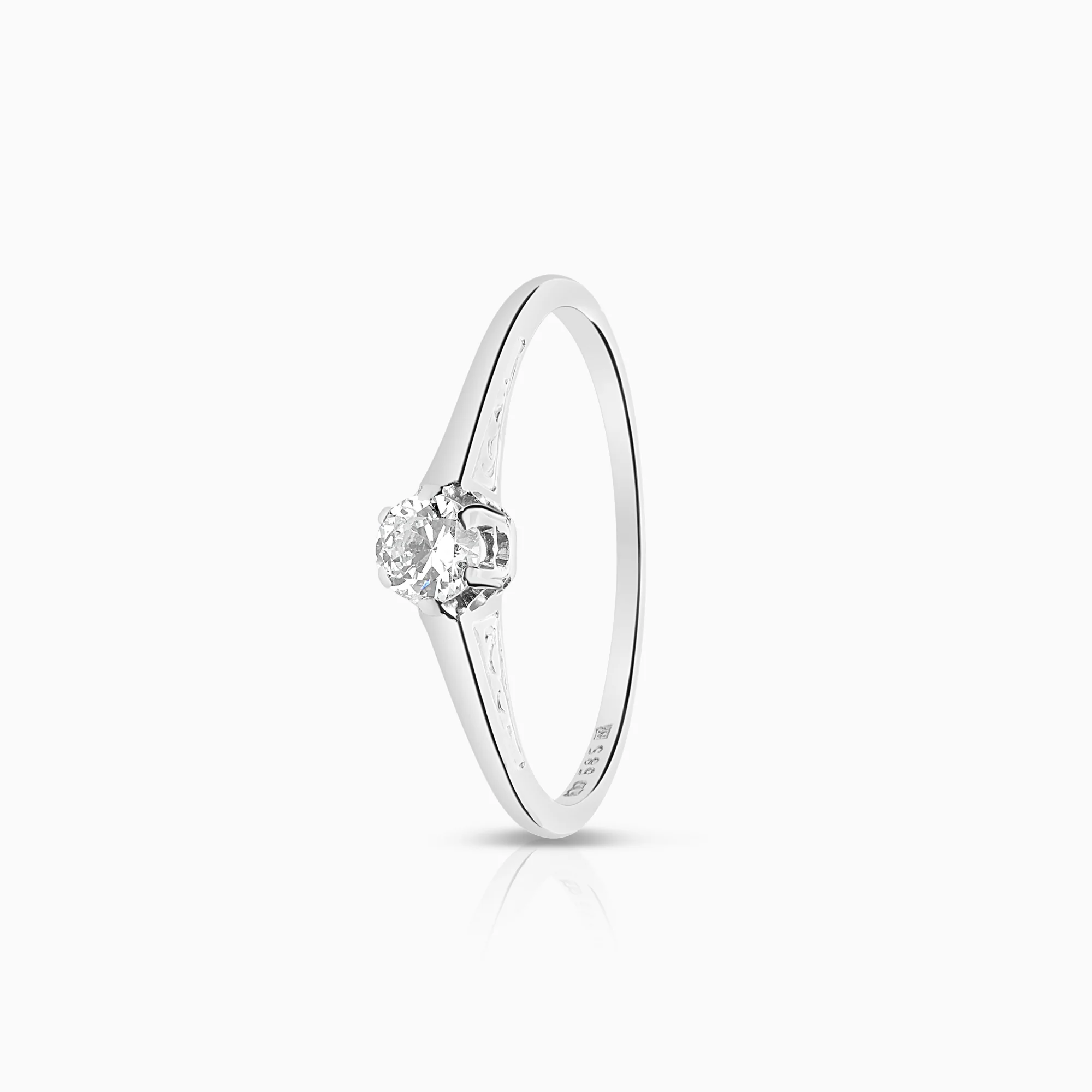 Solitaire ring 0.17ct 14K white gold
