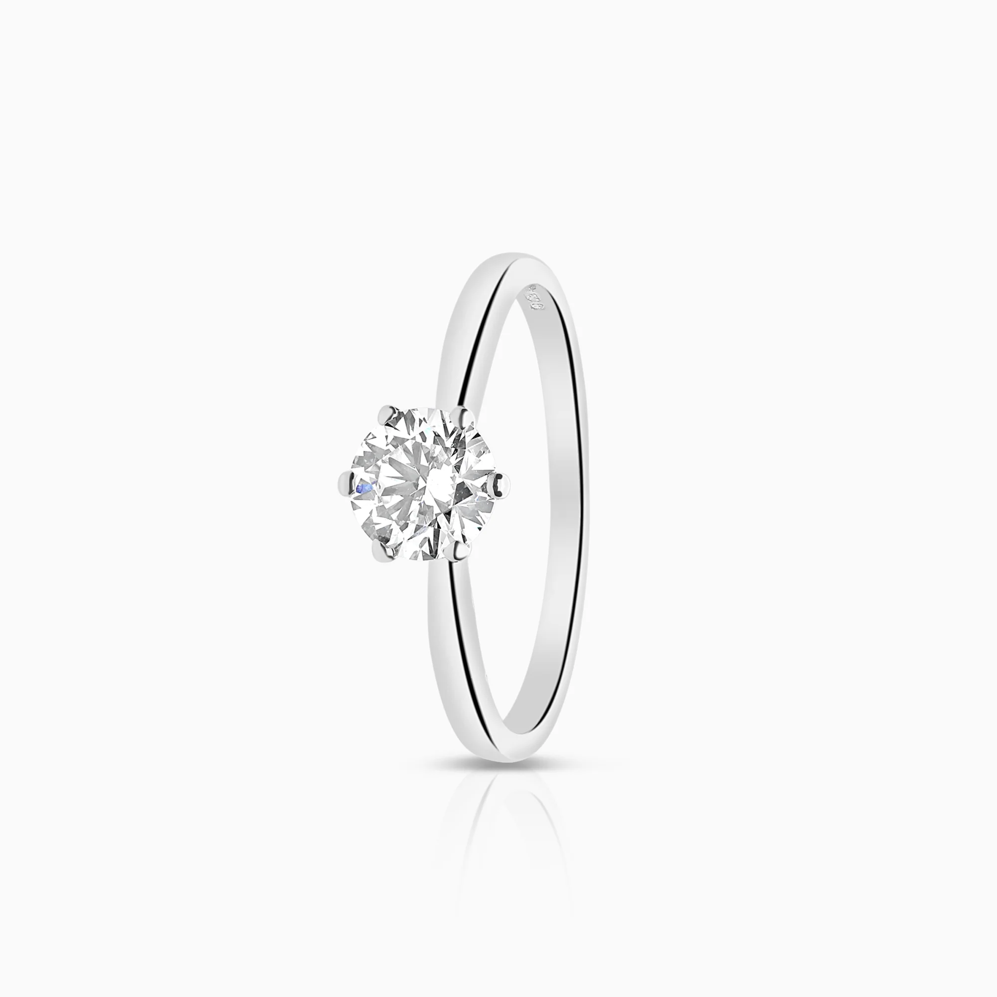 Solitaire ring 0.62ct 18K white gold