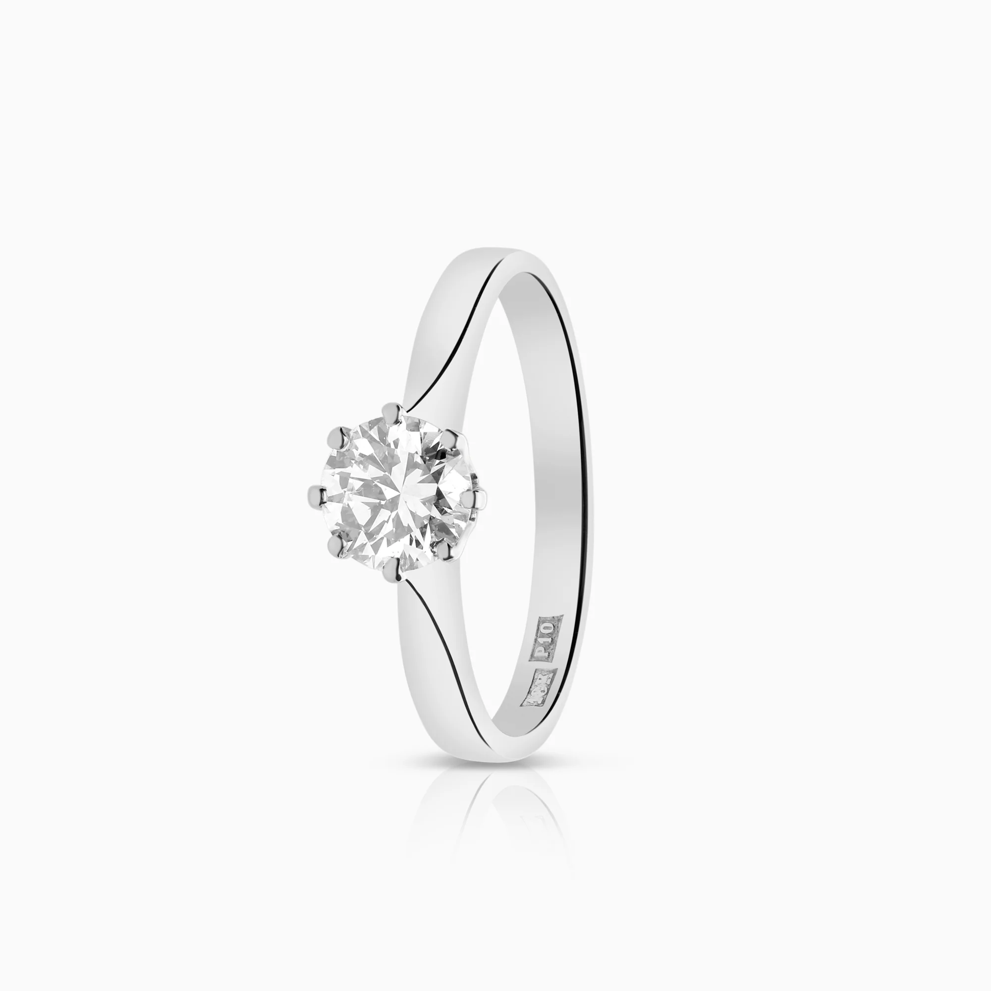 Solitaire ring 0.78ct 18K white gold