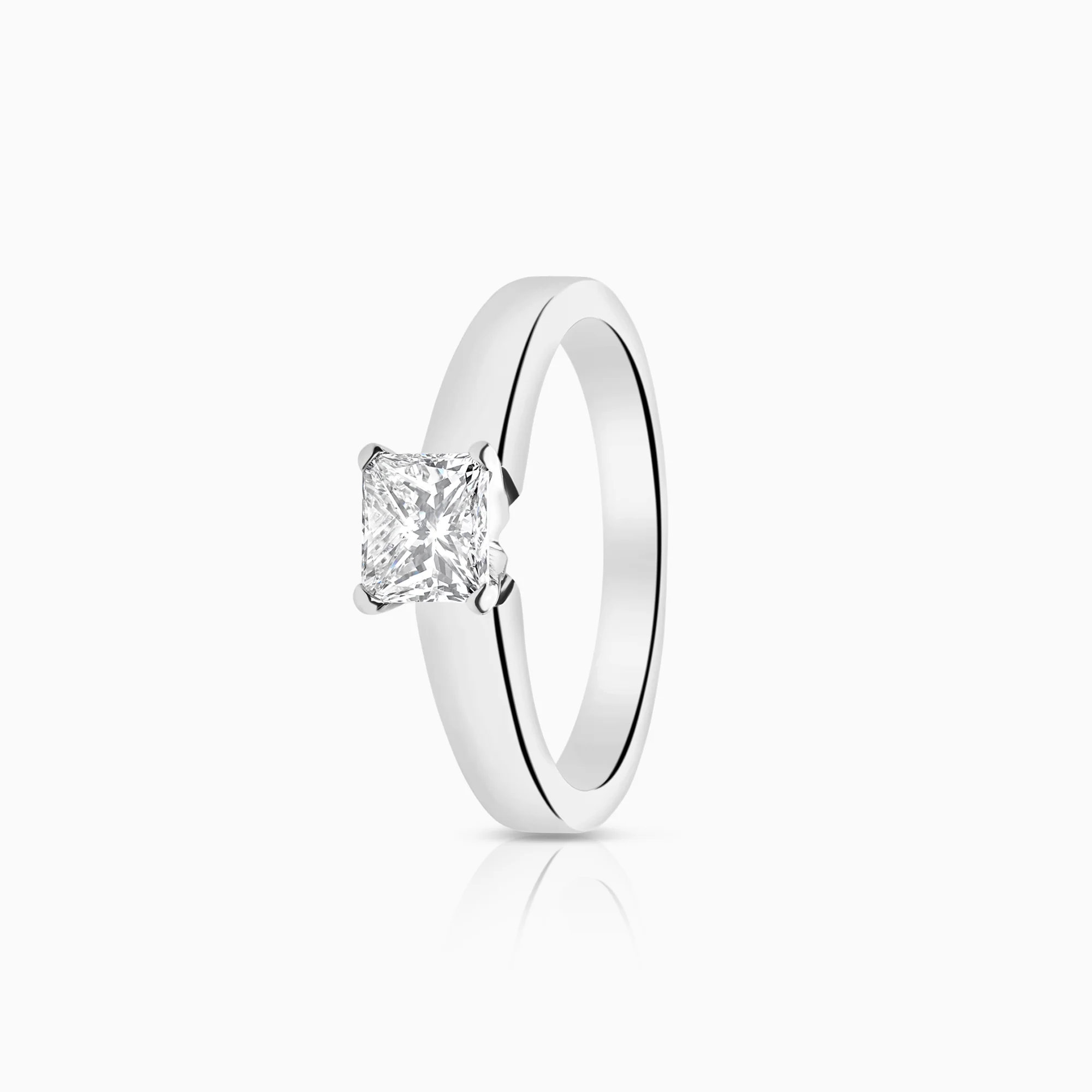 Solitaire ring 0.96ct 18K white gold