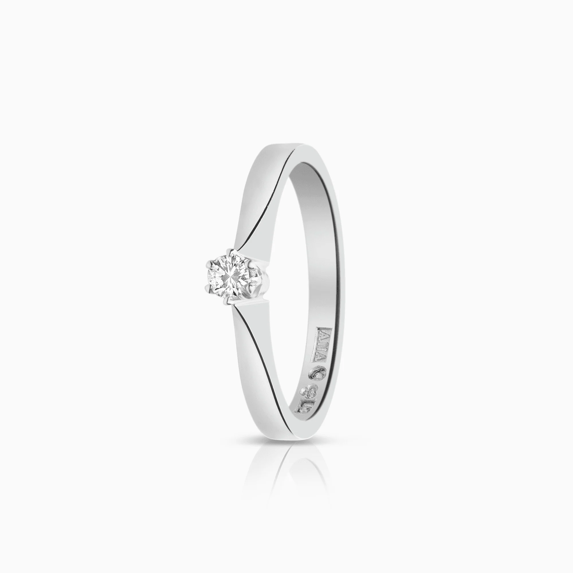 Solitaire ring 0.08ct 18K white gold
