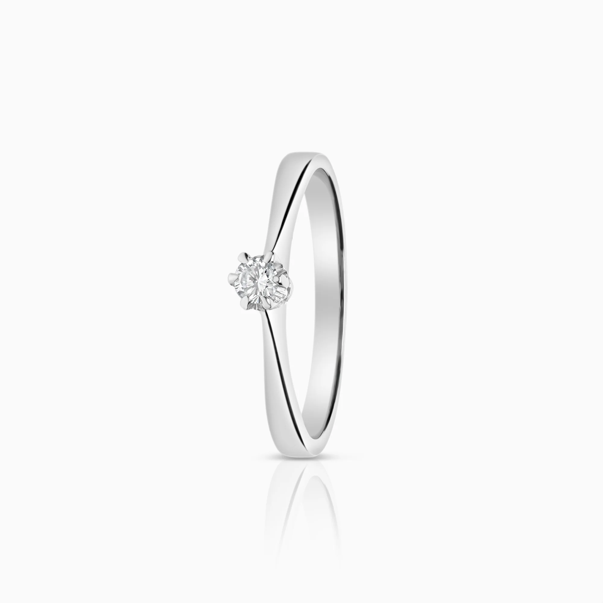Solitaire ring 0.08ct 18K white gold